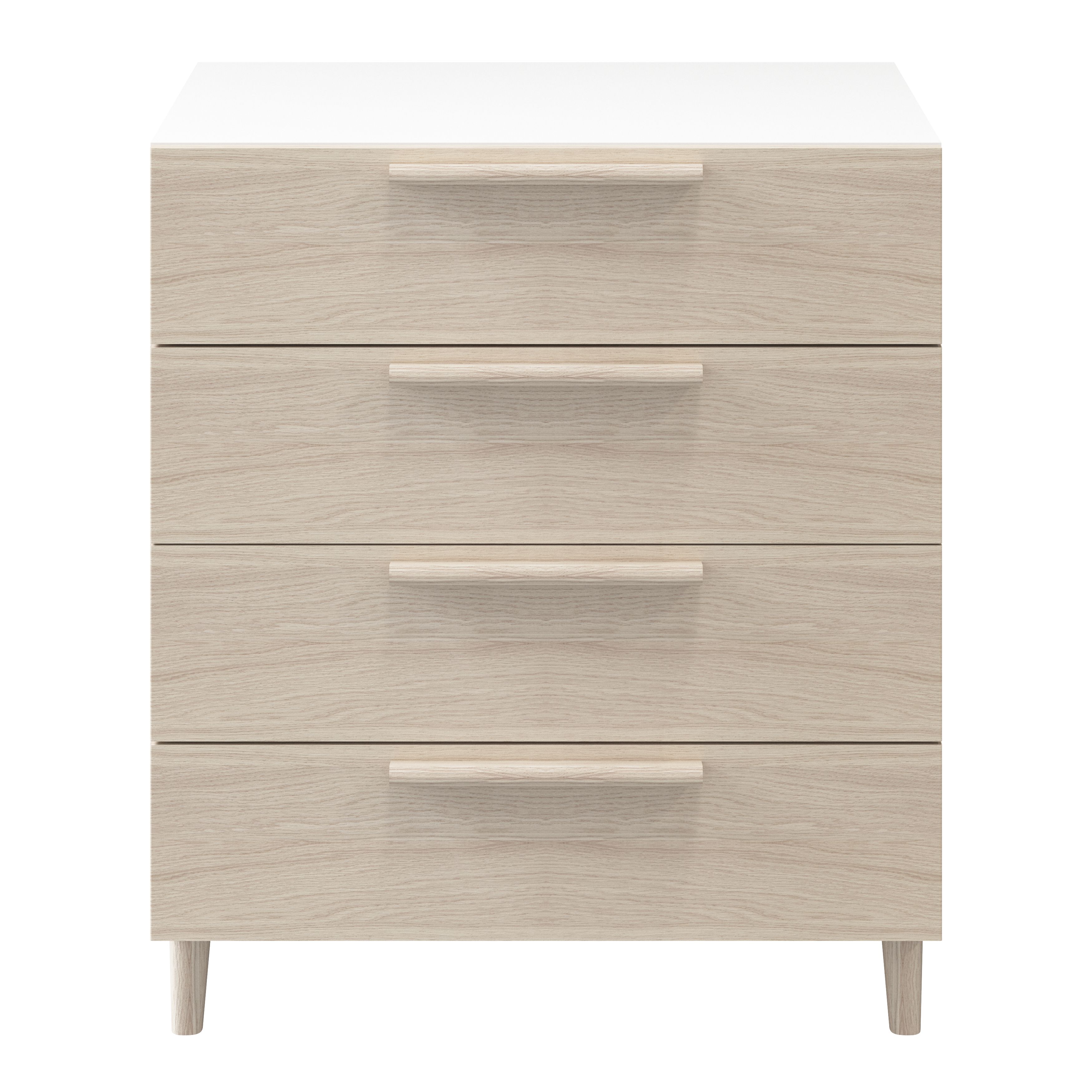 Atomia Freestanding Matt White Oak Effect 4 Drawer Single Chest Of ...