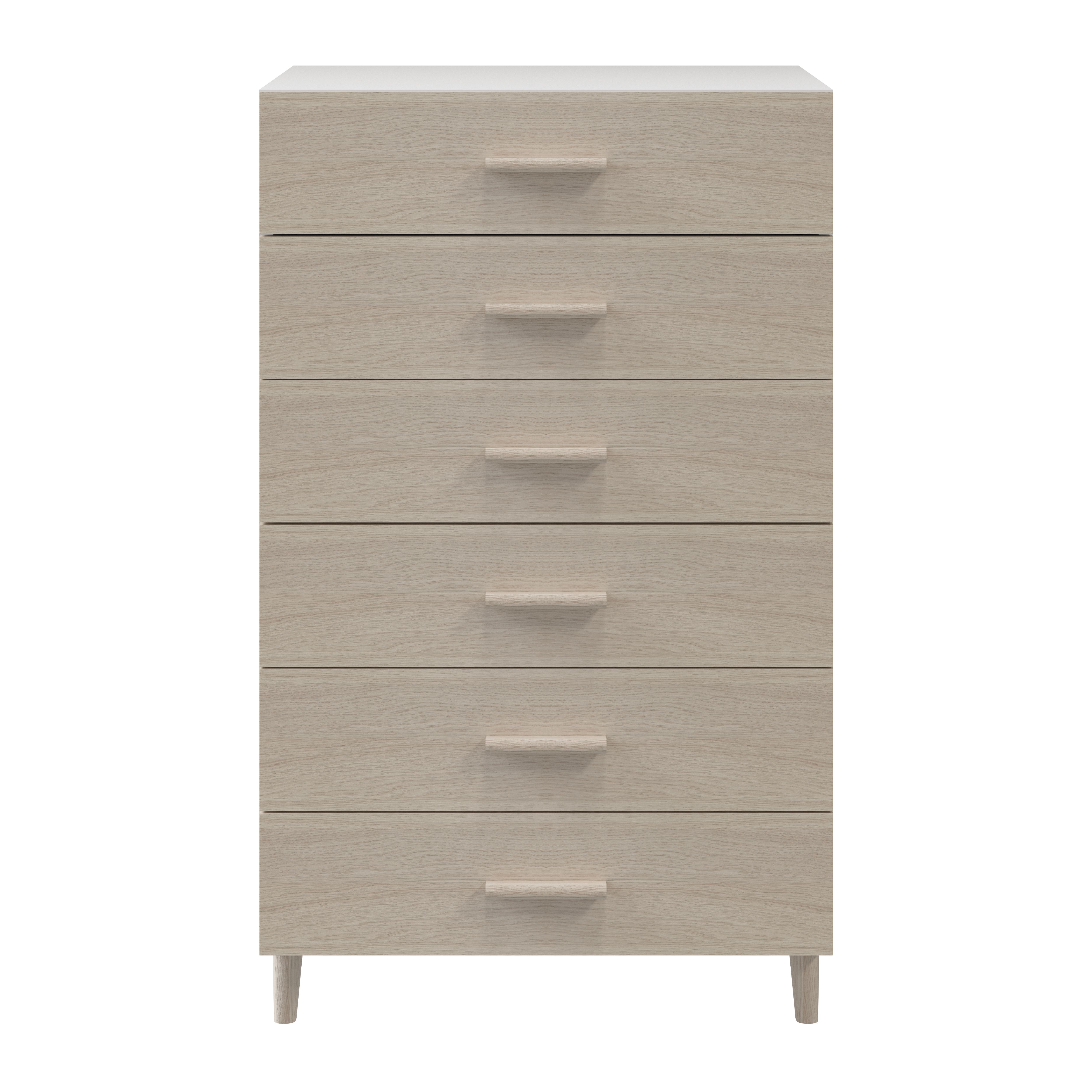 Atomia Freestanding Matt white oak effect 6 Drawer Single Chest of