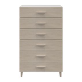 Atomia Freestanding Matt white oak effect 6 Drawer Single Chest of drawers (H)1125mm (W)750mm (D)450mm