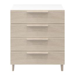 Atomia Freestanding Matt white oak effect Chipboard 4 Drawer Single Chest of drawers, Pack of 1 (H)750mm (W)750mm (D)390mm