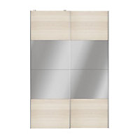 Atomia Freestanding Panelled Mirrored Oak effect 2 door Sliding Wardrobe Door kit (H)2250mm (W)1500mm