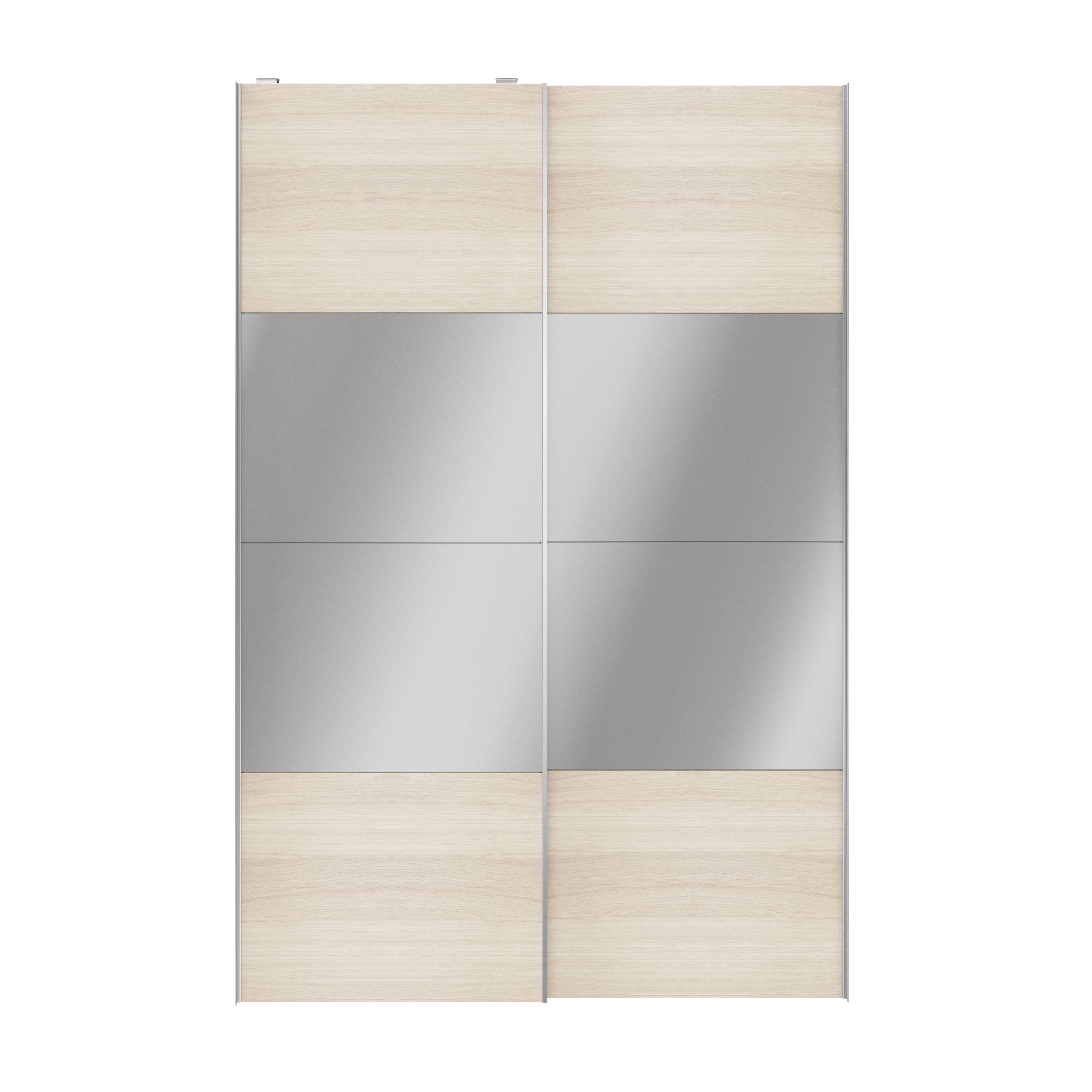 Atomia Freestanding Panelled Mirrored Oak effect 2 door Sliding Wardrobe Door kit (H)2250mm (W)1500mm