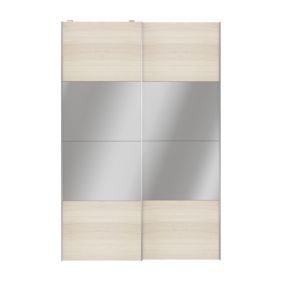 Atomia Freestanding Panelled Mirrored Oak effect 2 door Sliding Wardrobe Door kit (H)2250mm (W)1500mm