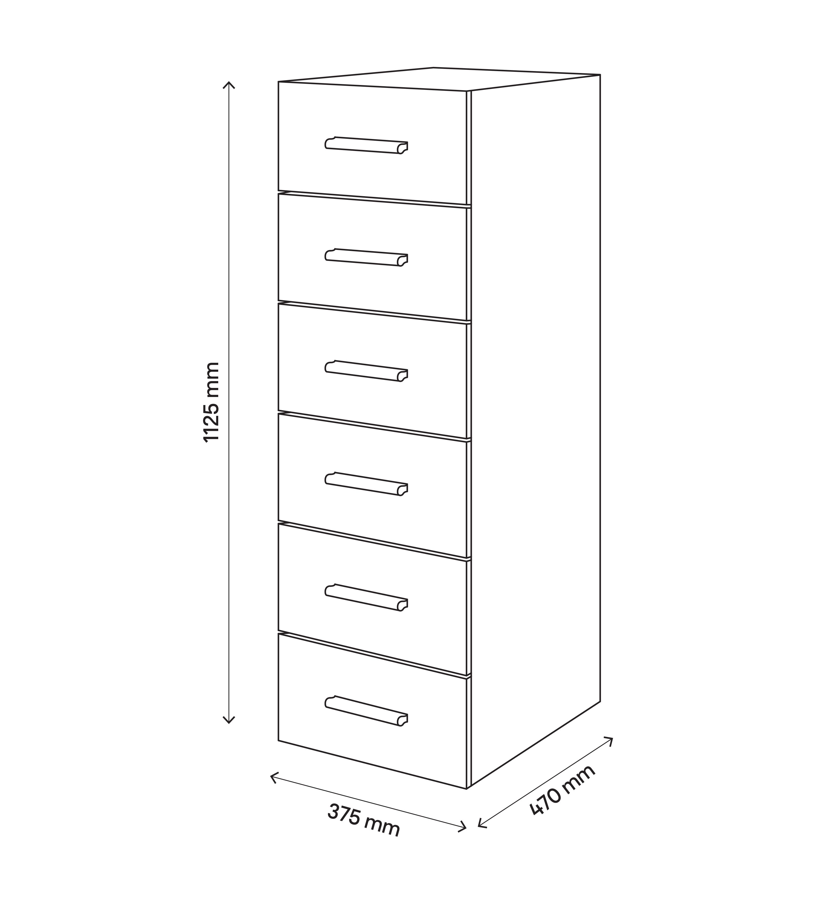 Atomia Freestanding White 6 Drawer Chest of drawers (H)1125mm (W)375mm (D)450mm