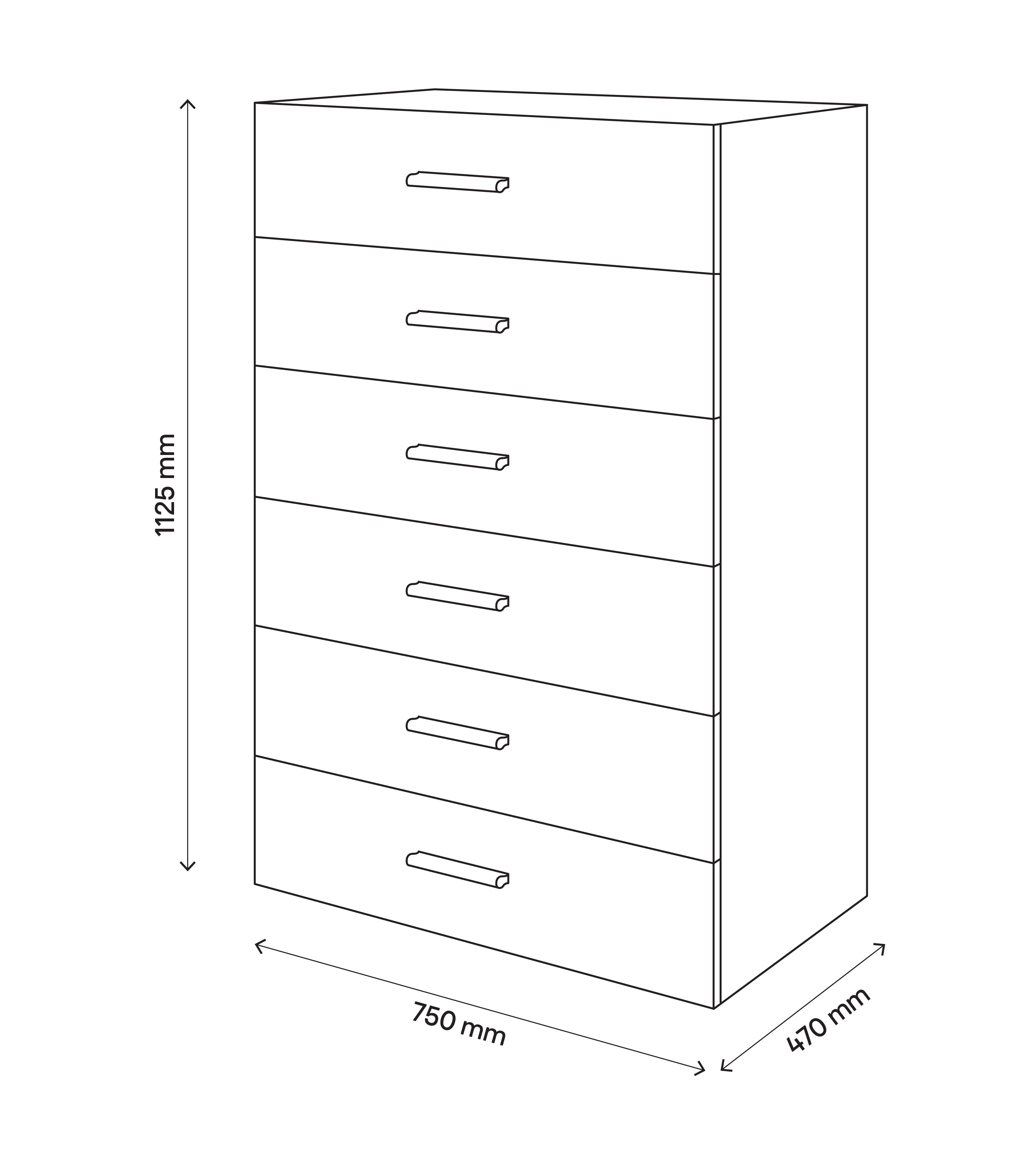 Atomia Freestanding White 6 Drawer Chest of drawers (H)1125mm (W)750mm (D)450mm