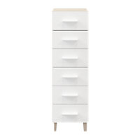 Atomia Freestanding White oak effect 6 Drawer Tall Chest of drawers (H)1225mm (W)375mm (D)470mm