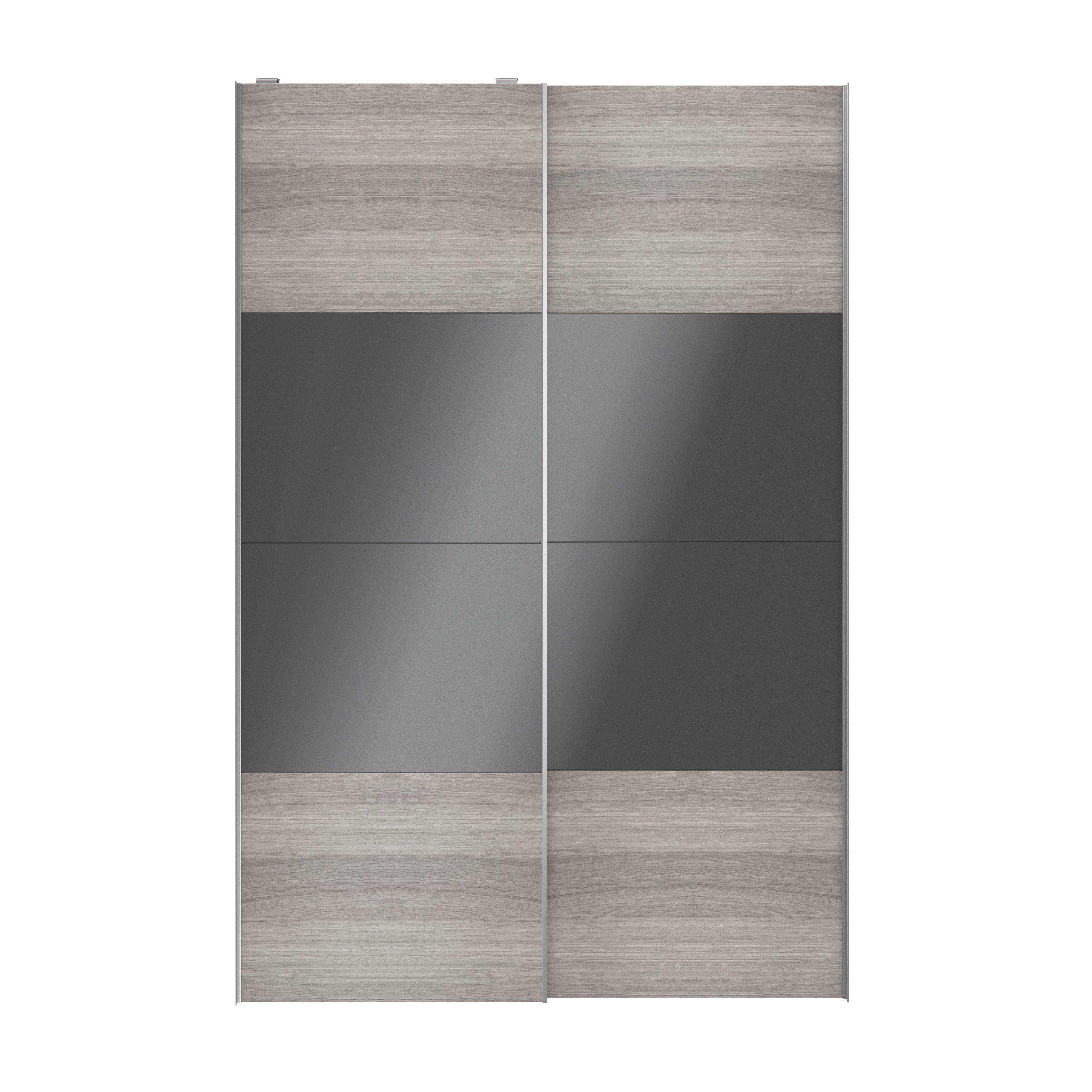 Atomia Grey & anthracite oak effect High gloss 2 door Sliding Wardrobe ...