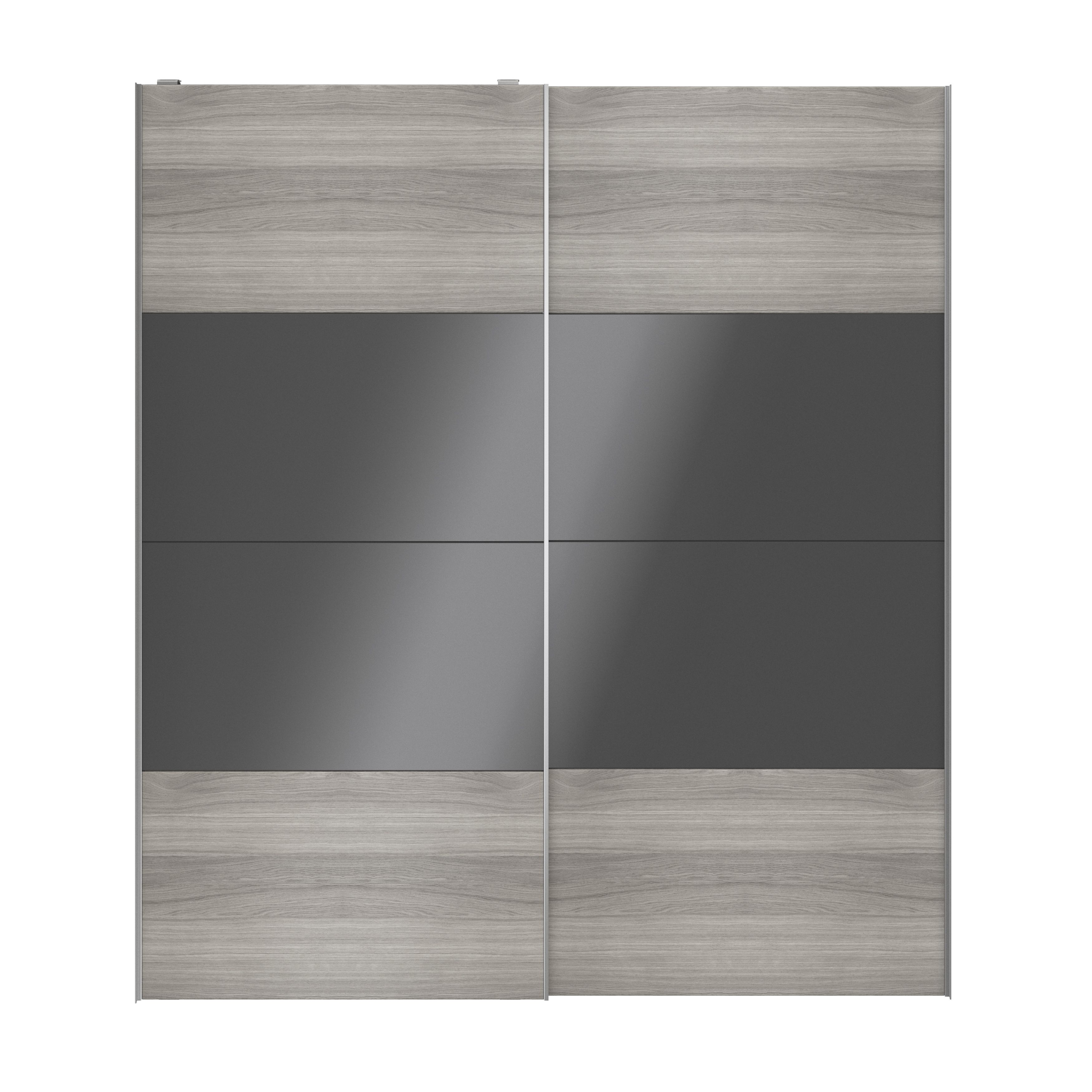 Atomia Grey & anthracite oak effect High gloss 2 door Sliding Wardrobe ...