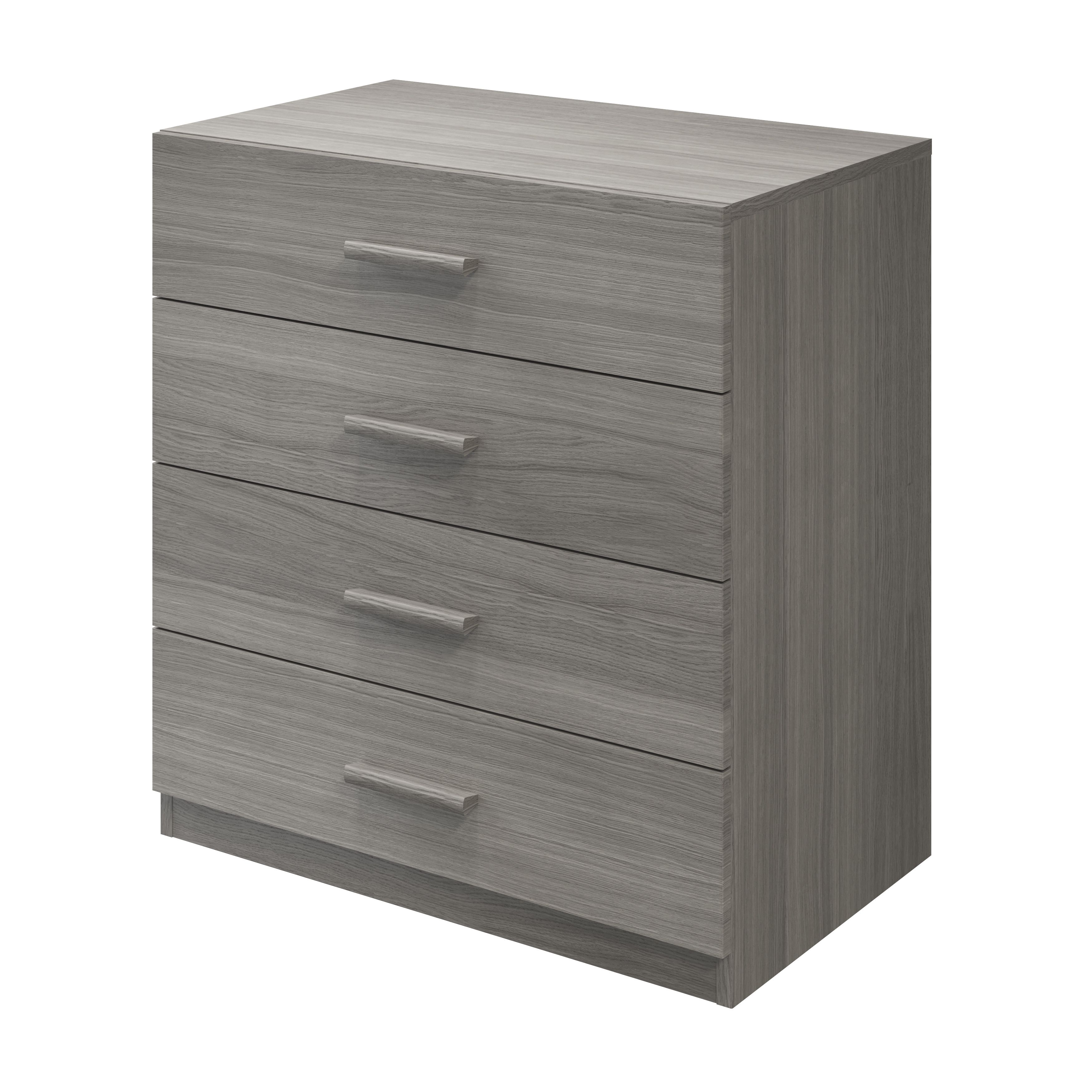 Atomia Grey oak effect Chipboard 4 Drawer Single Deep Chest of drawers