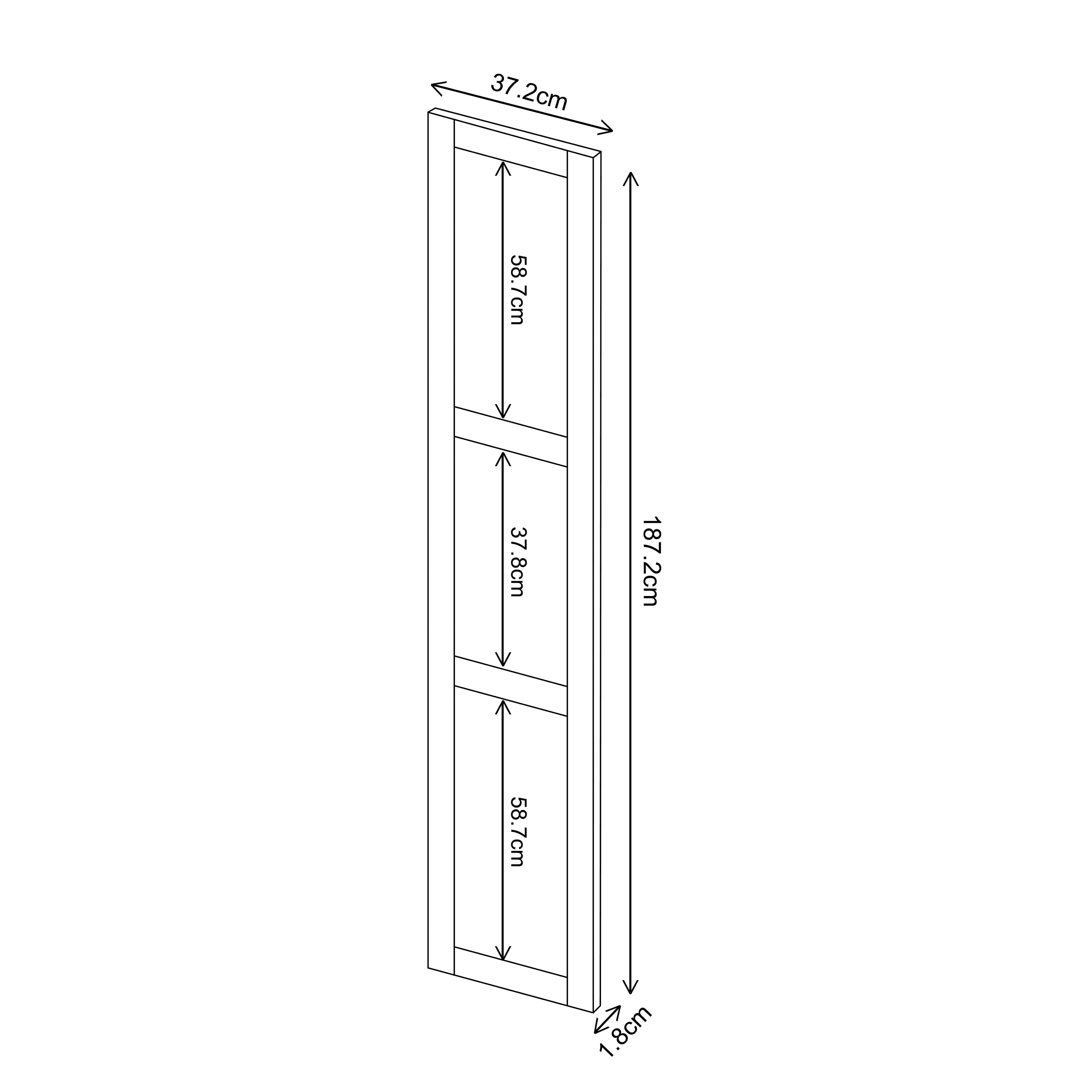 Atomia Matt Black Modular furniture door, (H) 1872mm (W) 372mm