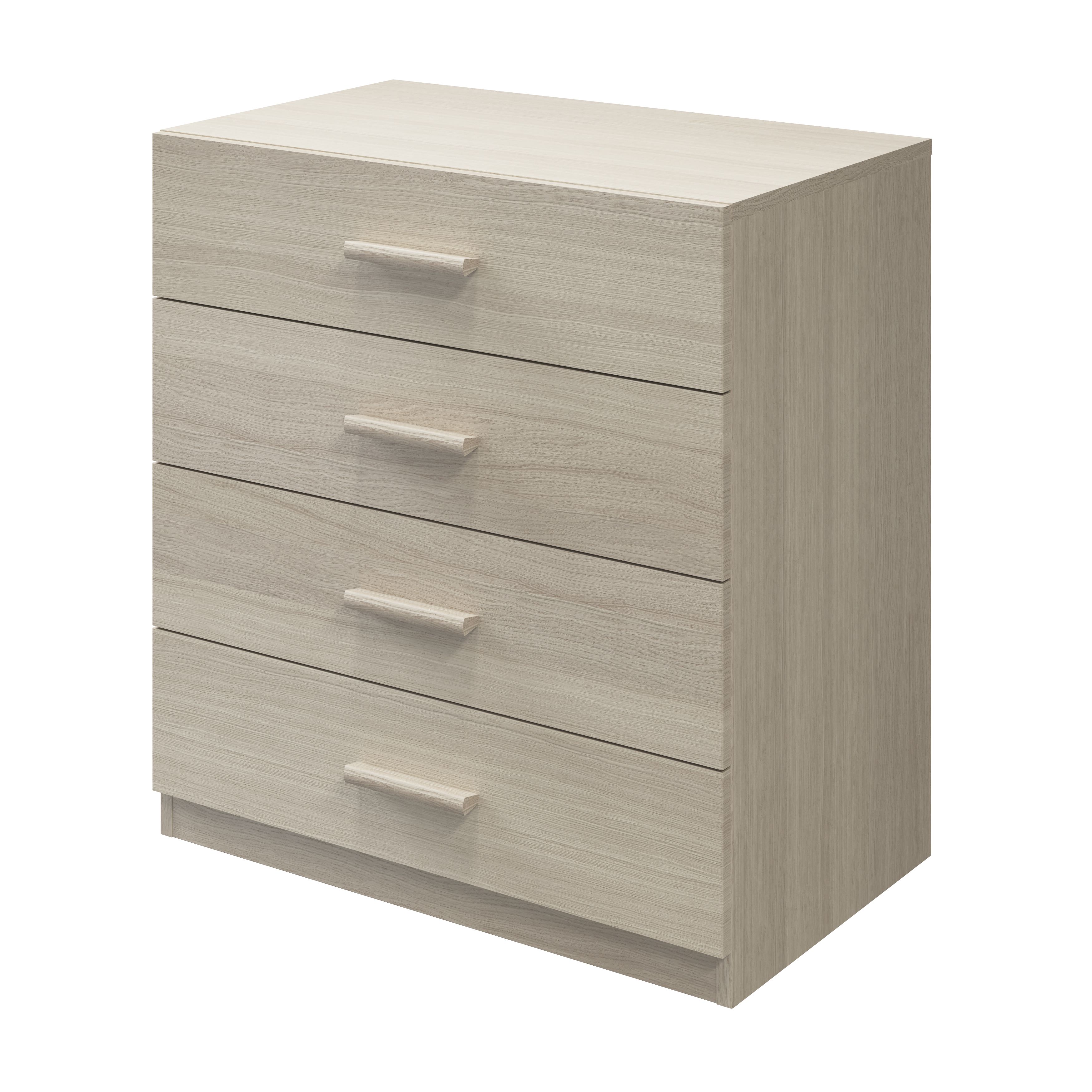 Atomia Matt brown oak effect 4 Drawer Deep Chest of drawers (H)804mm (W)750mm (D)466mm