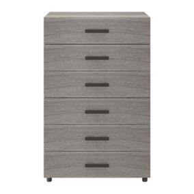 Atomia Matt grey oak effect Chipboard, plastic & steel 6 Drawer Chest of drawers (H)1125mm (W)750mm (D)450mm