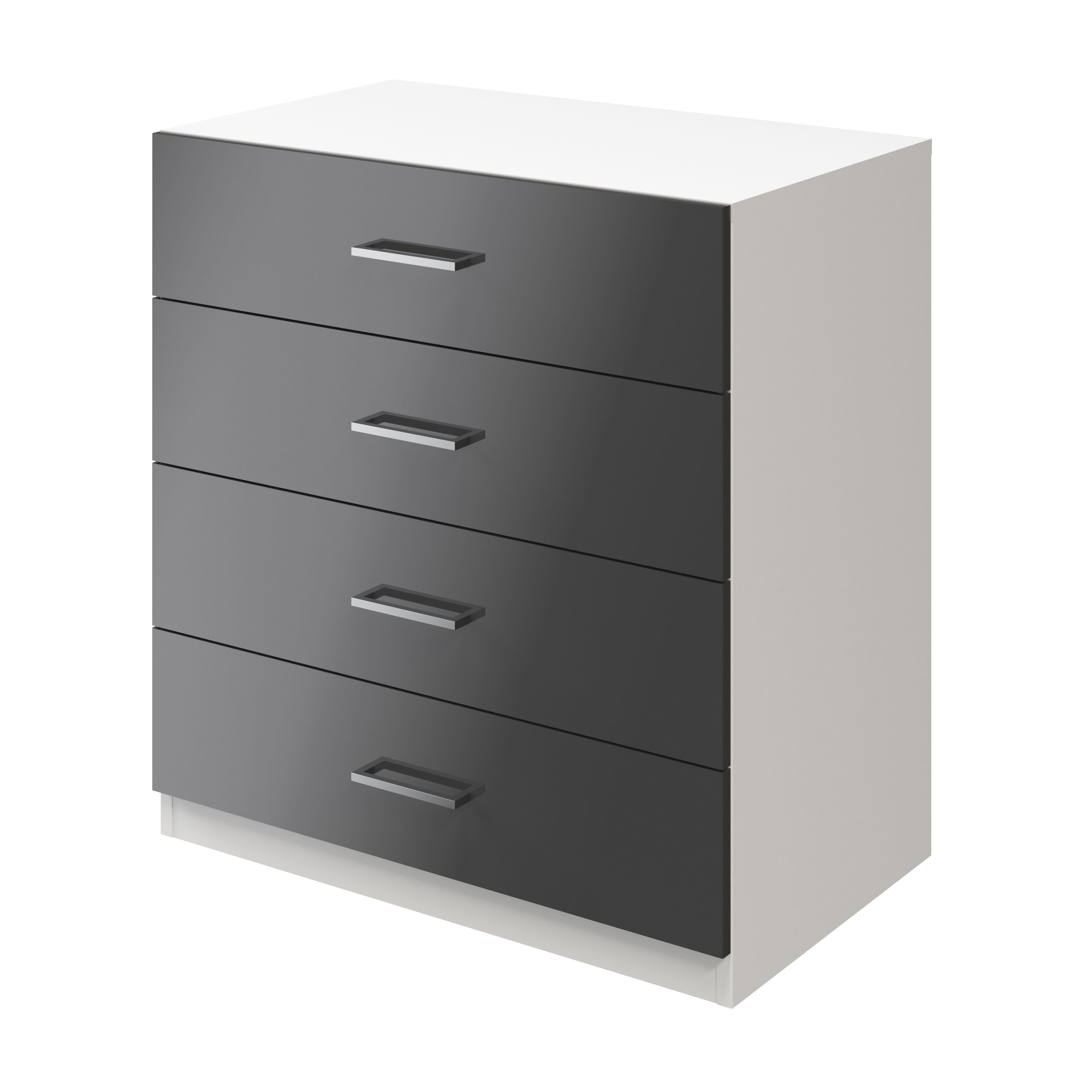 Atomia Matt & high gloss white & anthracite 4 Drawer Deep Chest of