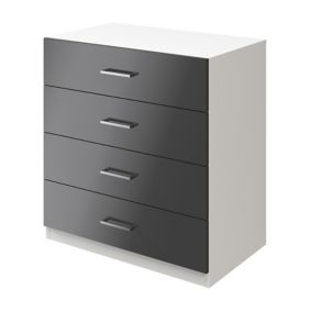 Atomia Matt & high gloss white & anthracite 4 Drawer Single Deep Chest of drawers (H)804mm (W)750mm (D)466mm