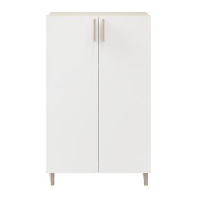 Atomia Matt White Oak effect Chipboard 2 door Standard Cabinet (H)1235mm (W)750mm (D)350mm