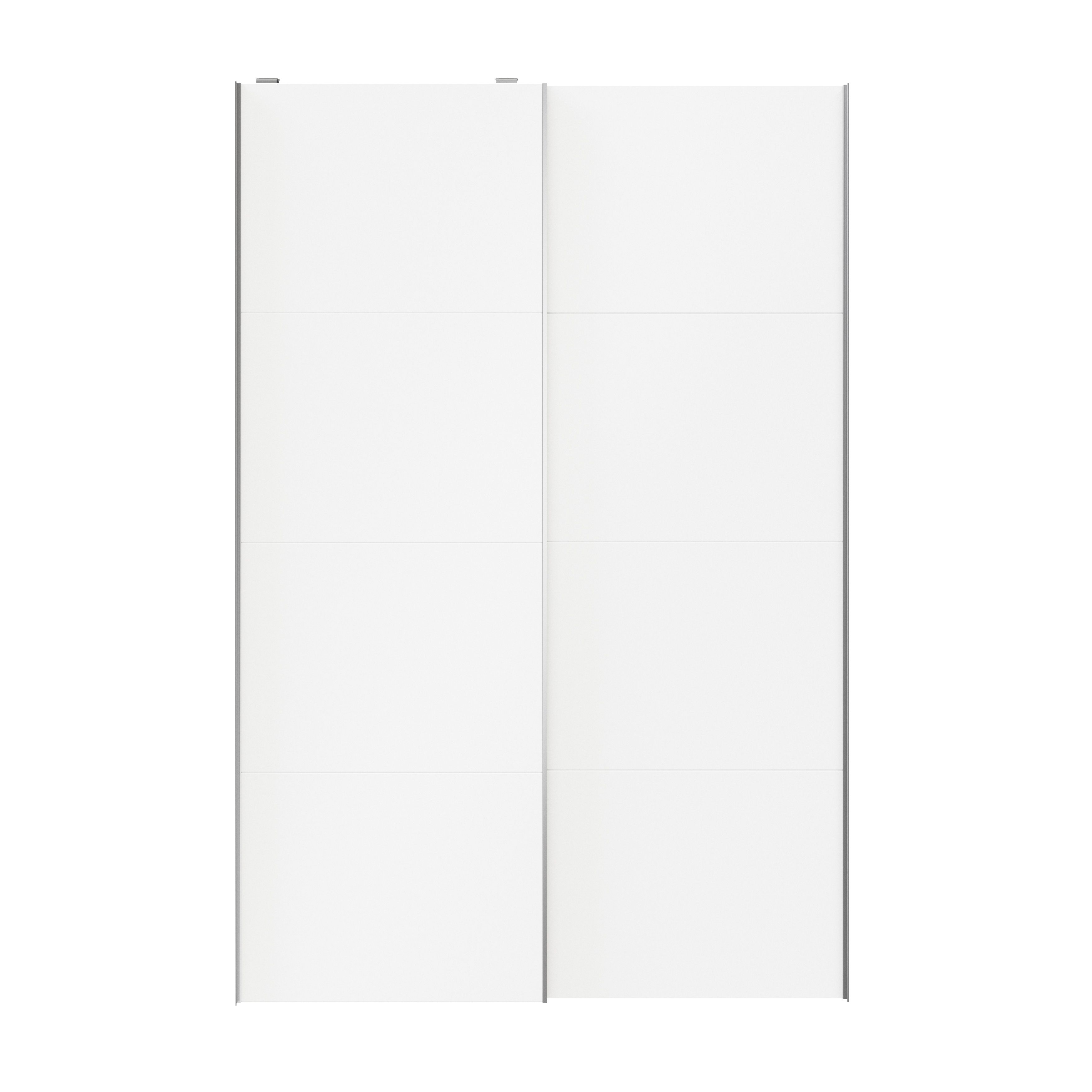 Atomia Minimalist Panelled White 2 door Sliding Wardrobe Door kit (H)2250mm (W)1500mm