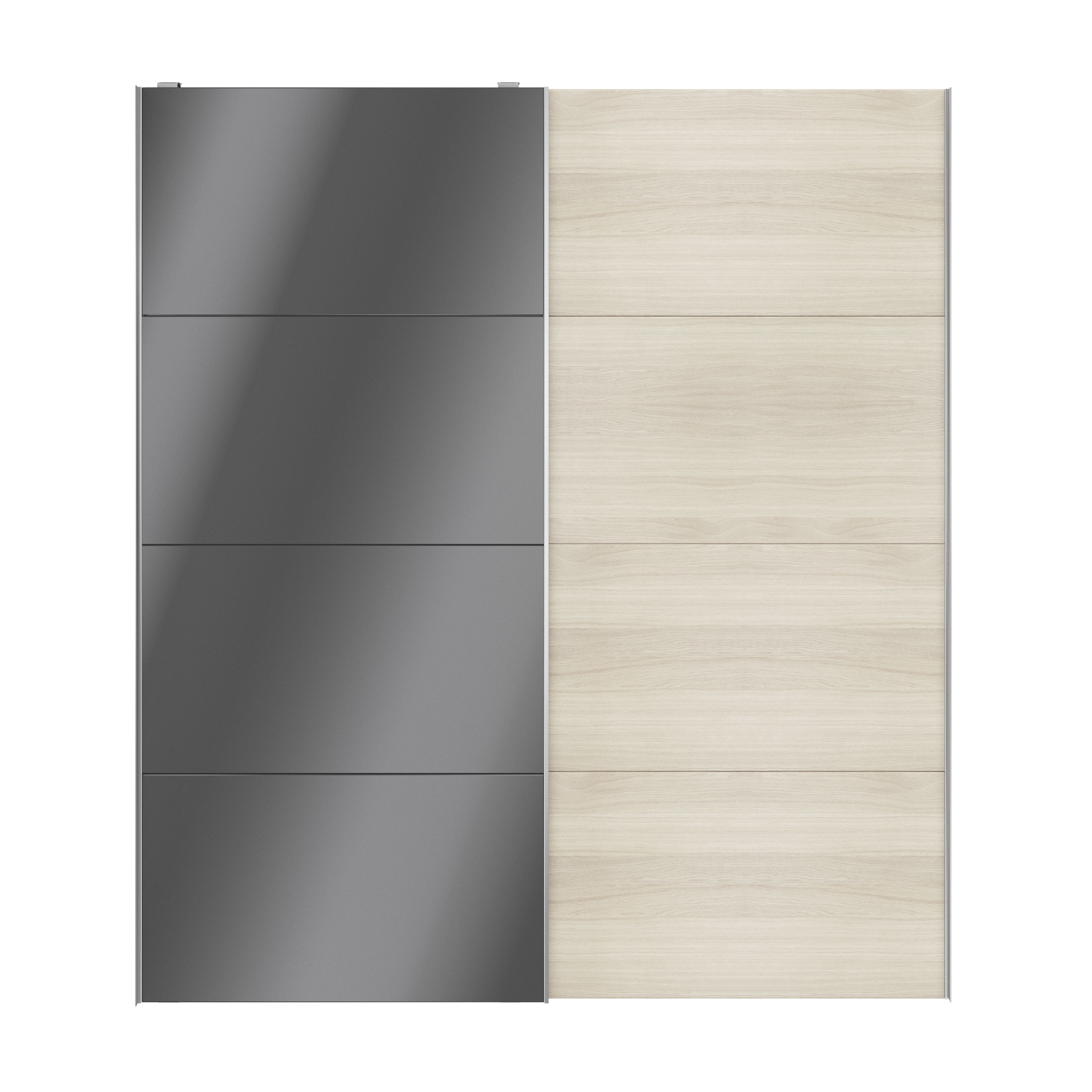 Atomia Panelled Anthracite oak effect High gloss 2 door Sliding Wardrobe Door kit (H)2250mm (W)2000mm