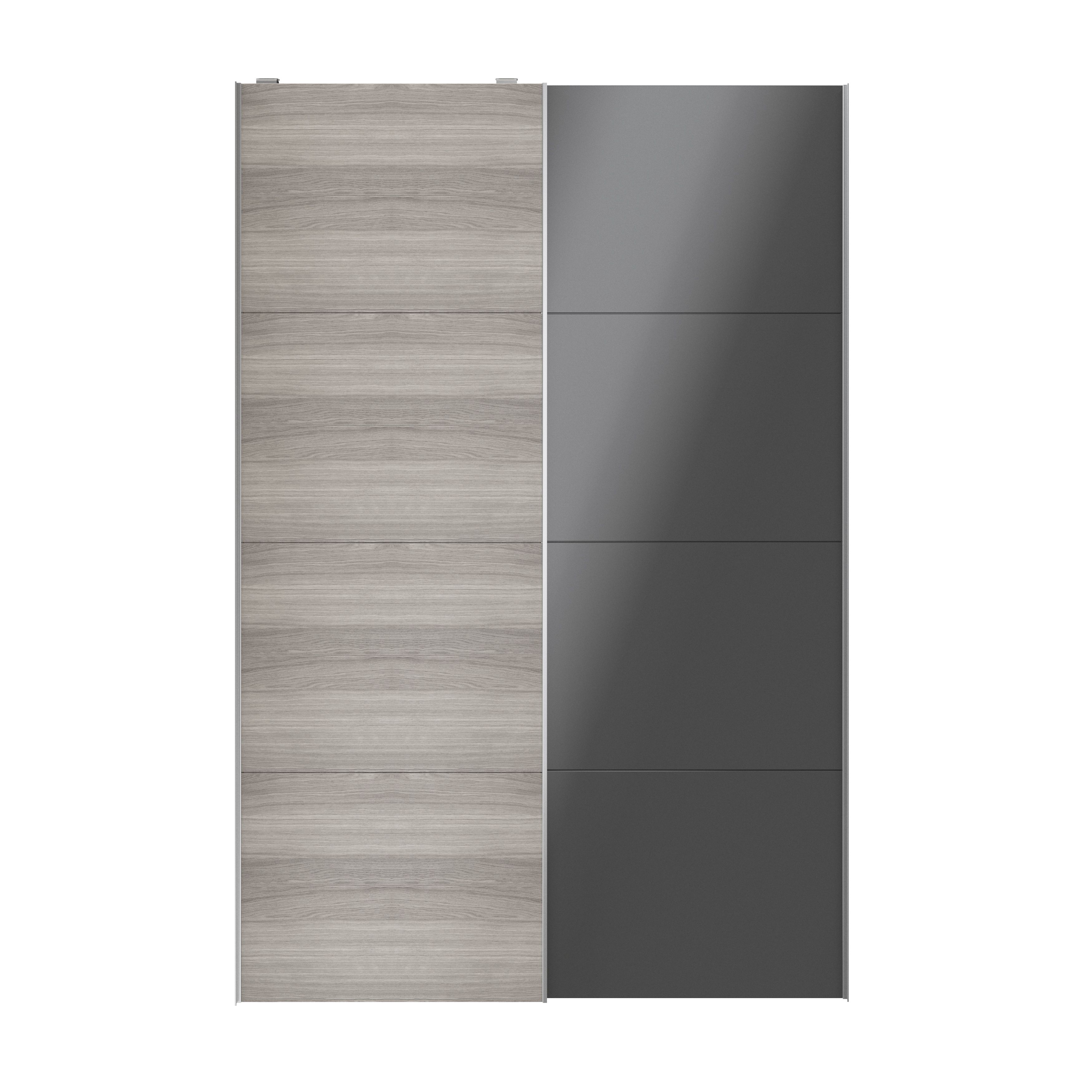 Atomia Panelled Grey & anthracite oak effect High gloss 2 door Sliding Wardrobe Door kit (H)2250mm (W)1500mm - 3