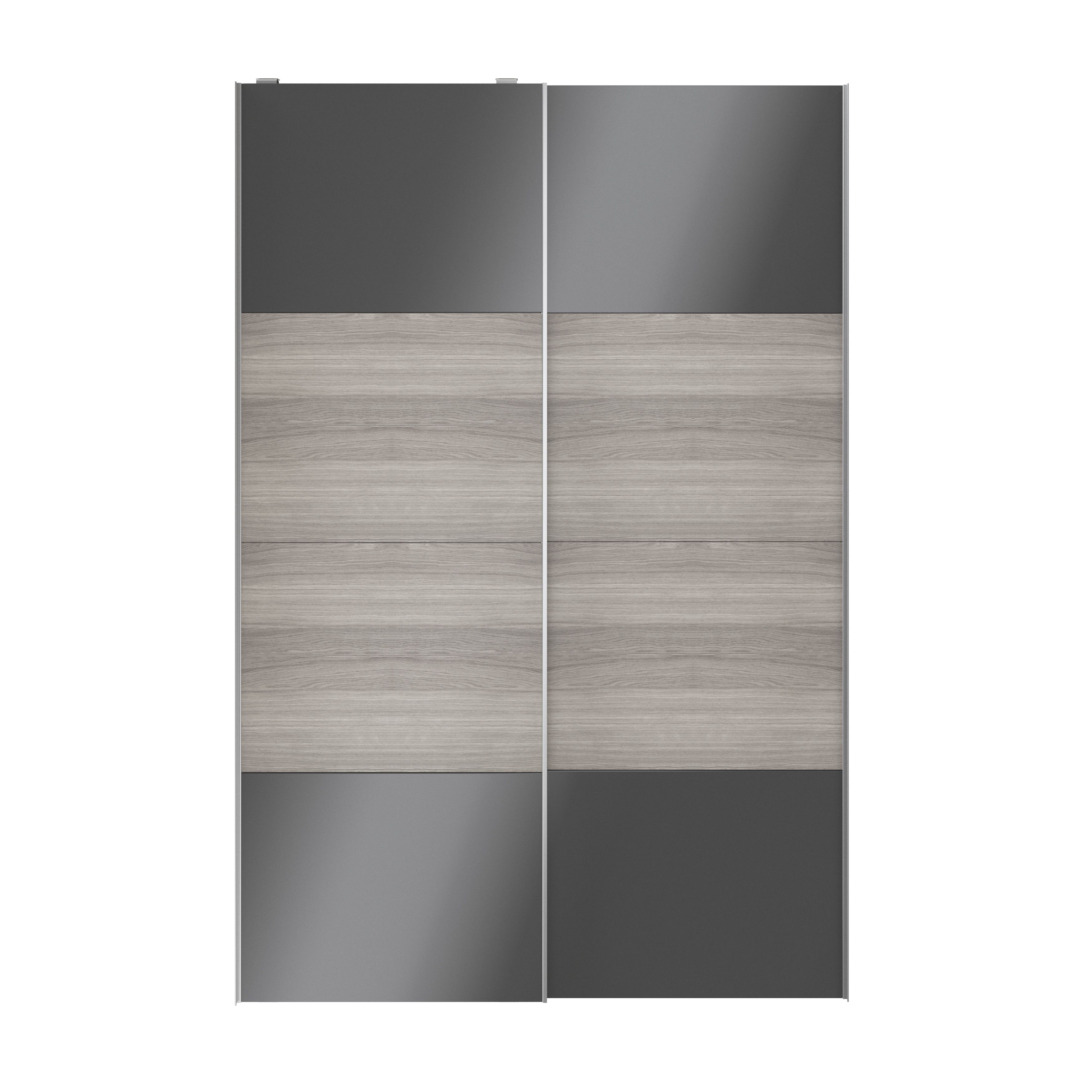 Atomia Panelled Grey & anthracite oak effect High gloss 2 door Sliding Wardrobe Door kit (H)2250mm (W)1500mm - 4