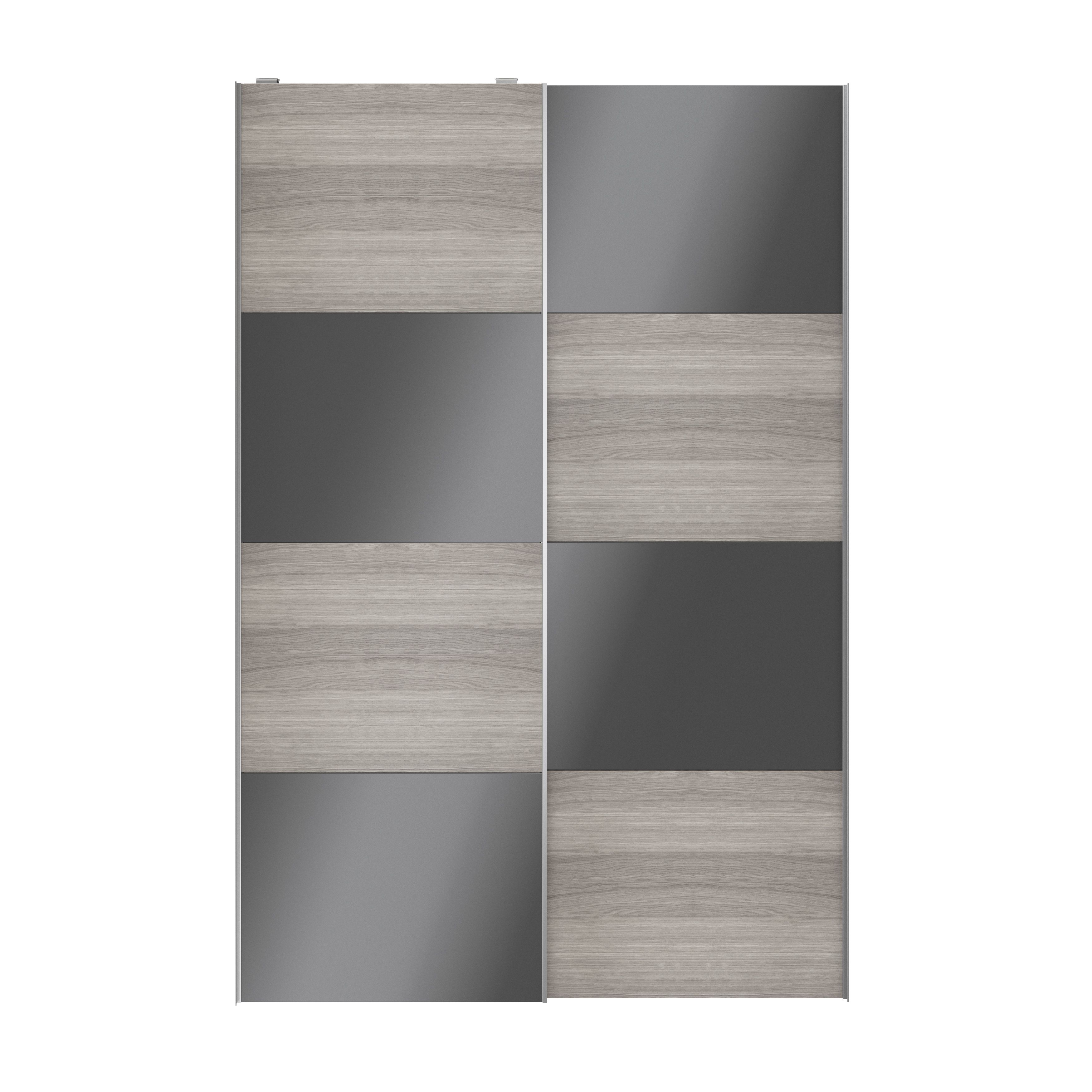 Atomia Panelled Grey & anthracite oak effect High gloss 2 door Sliding Wardrobe Door kit (H)2250mm (W)1500mm - 5