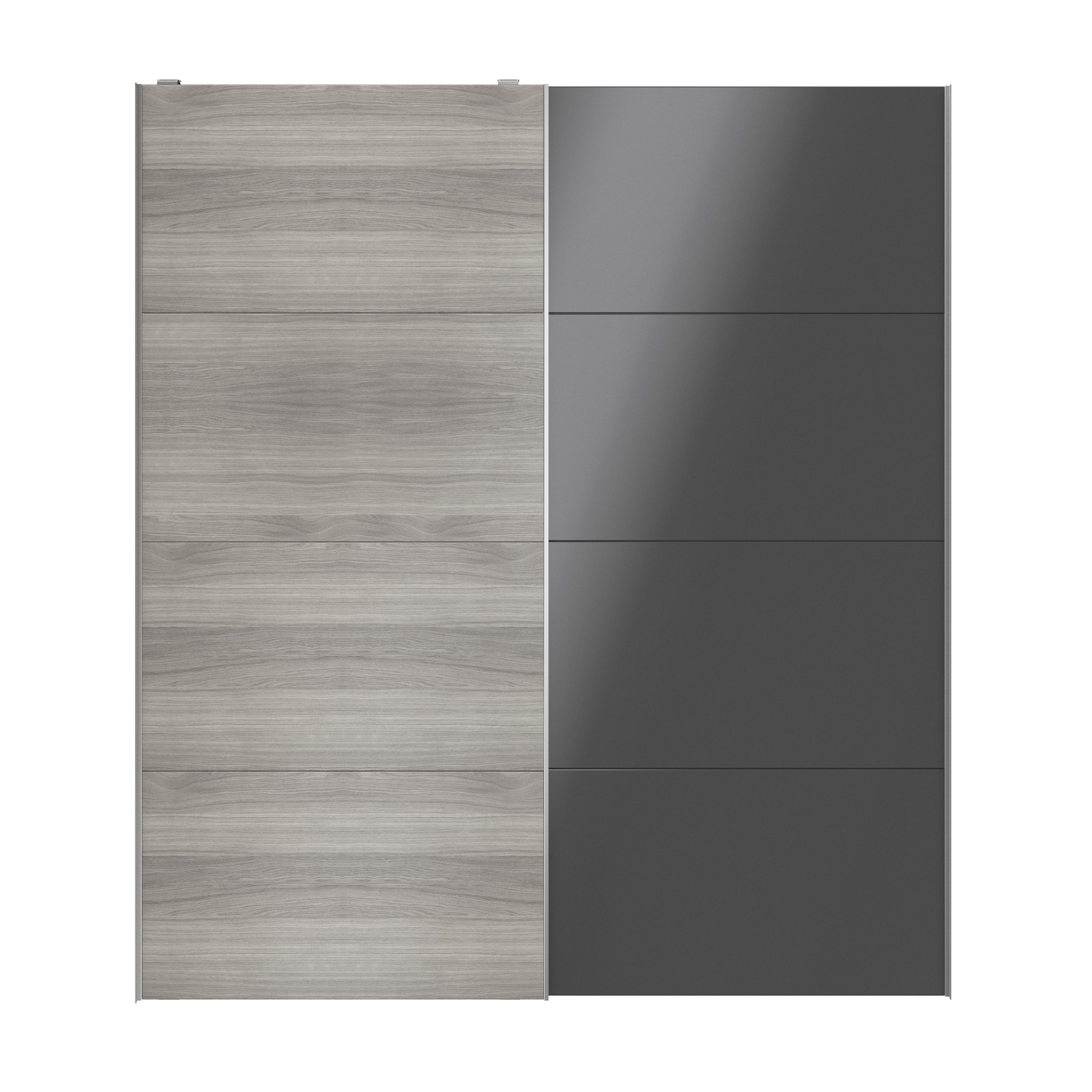 Atomia Panelled Grey & anthracite oak effect High gloss 2 door Sliding Wardrobe Door kit (H)2250mm (W)2000mm - 3