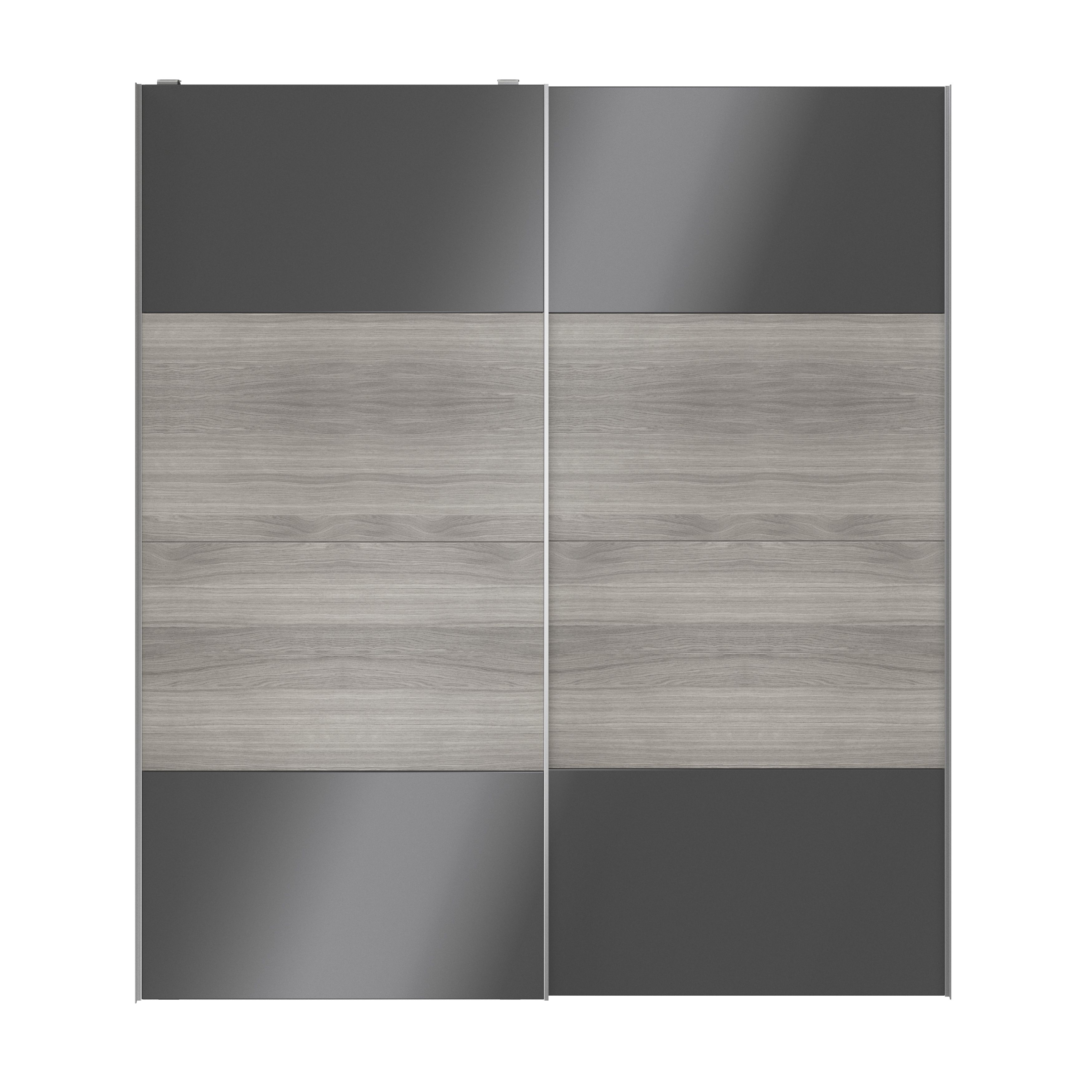 Atomia Panelled Grey & anthracite oak effect High gloss 2 door Sliding Wardrobe Door kit (H)2250mm (W)2000mm - 4
