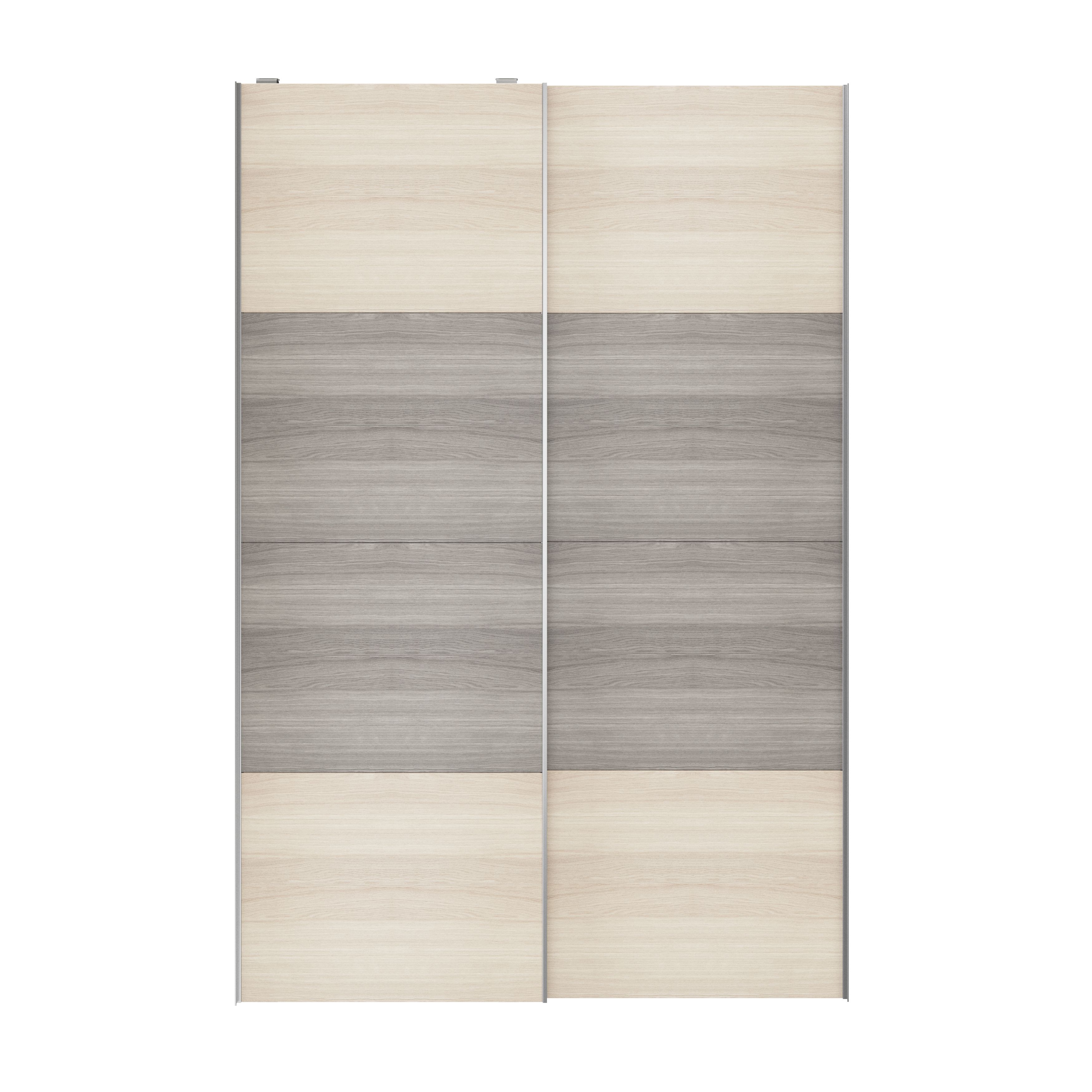 Atomia Panelled Grey & natural grey oak effect 2 door Sliding Wardrobe Door kit (H)2250mm (W)1500mm - 4