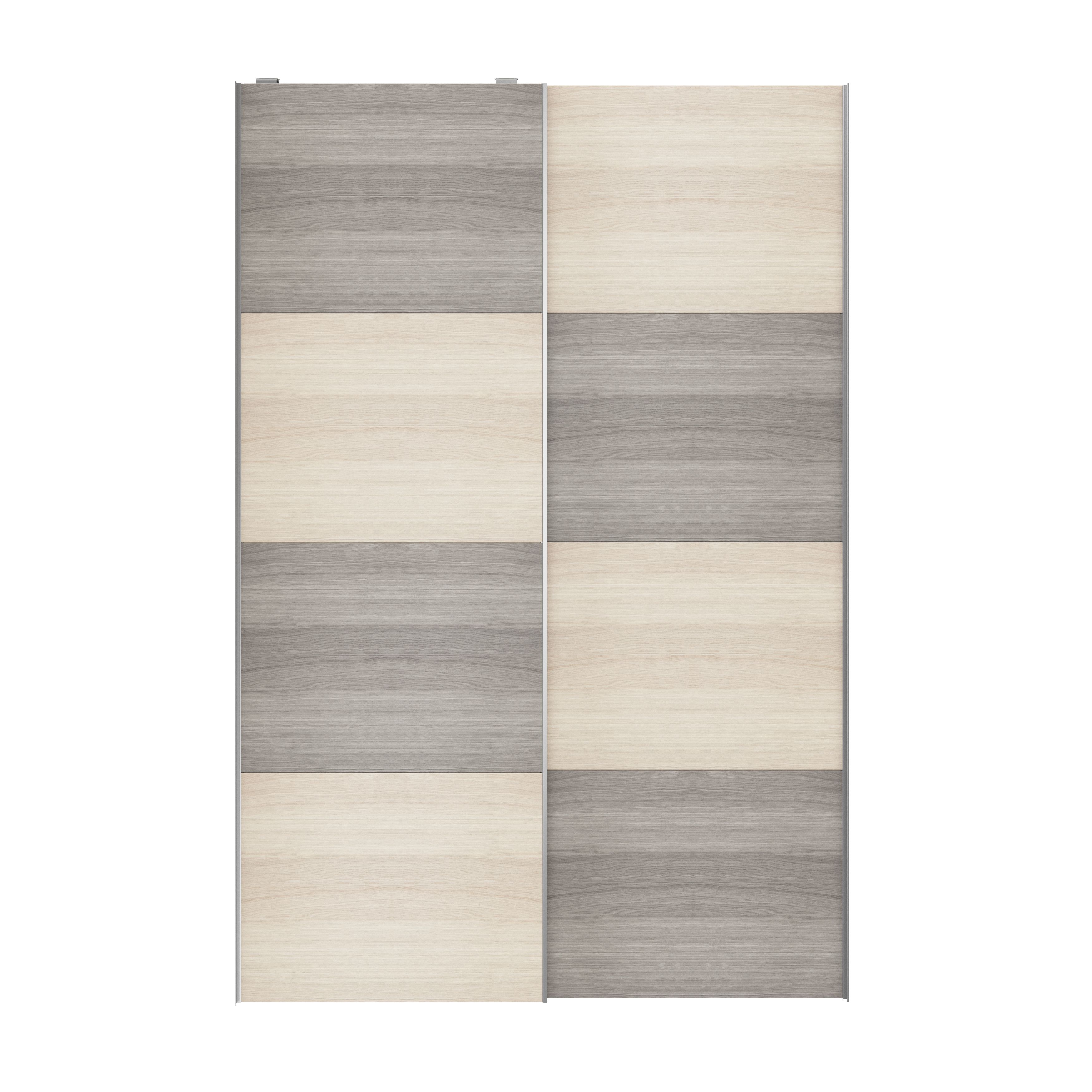 Atomia Panelled Grey & natural grey oak effect 2 door Sliding Wardrobe Door kit (H)2250mm (W)1500mm - 5