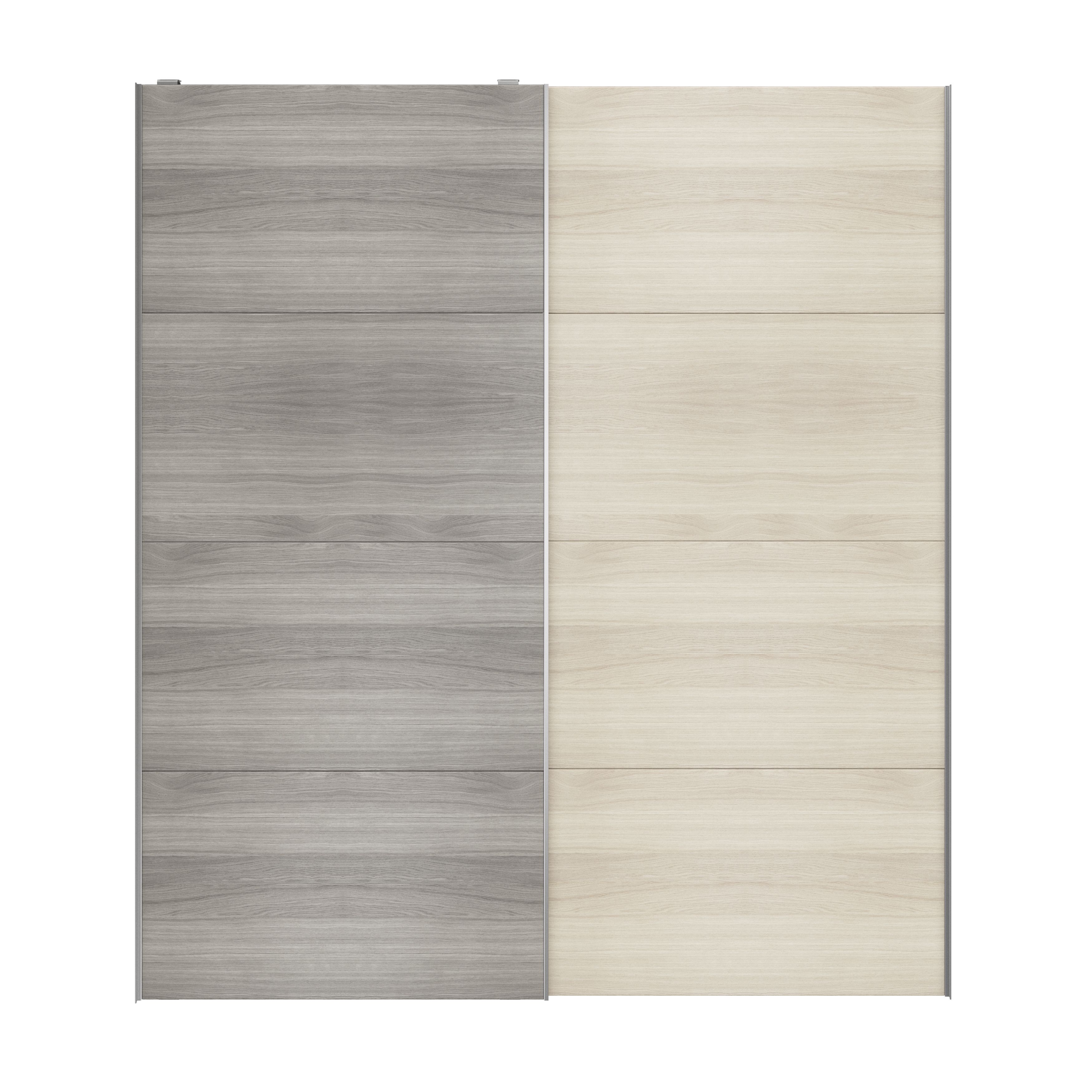 Atomia Panelled Grey & natural oak effect 2 door Sliding Wardrobe Door kit (H)2250mm (W)2000mm - 3