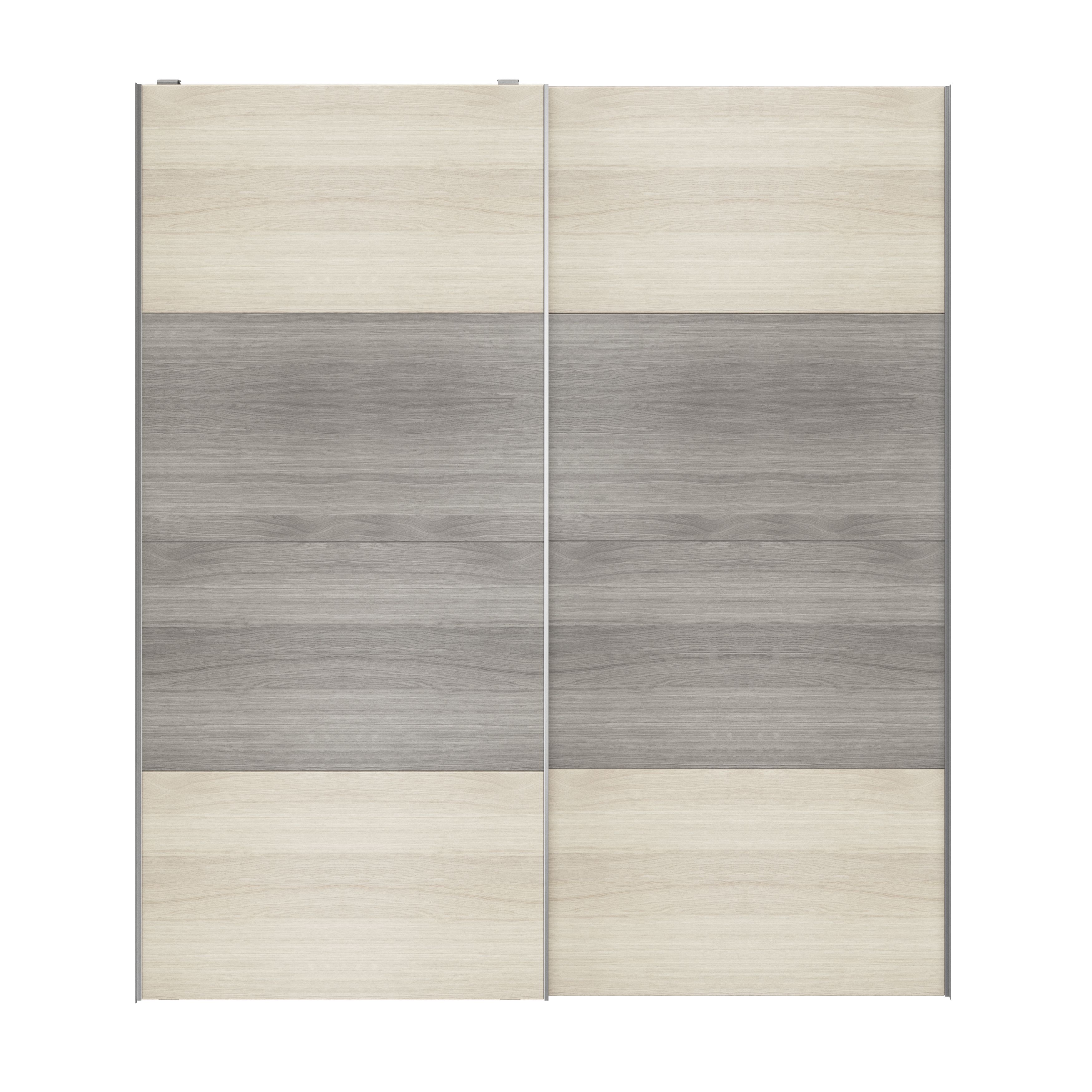 Atomia Panelled Grey & natural oak effect 2 door Sliding Wardrobe Door kit (H)2250mm (W)2000mm - 4