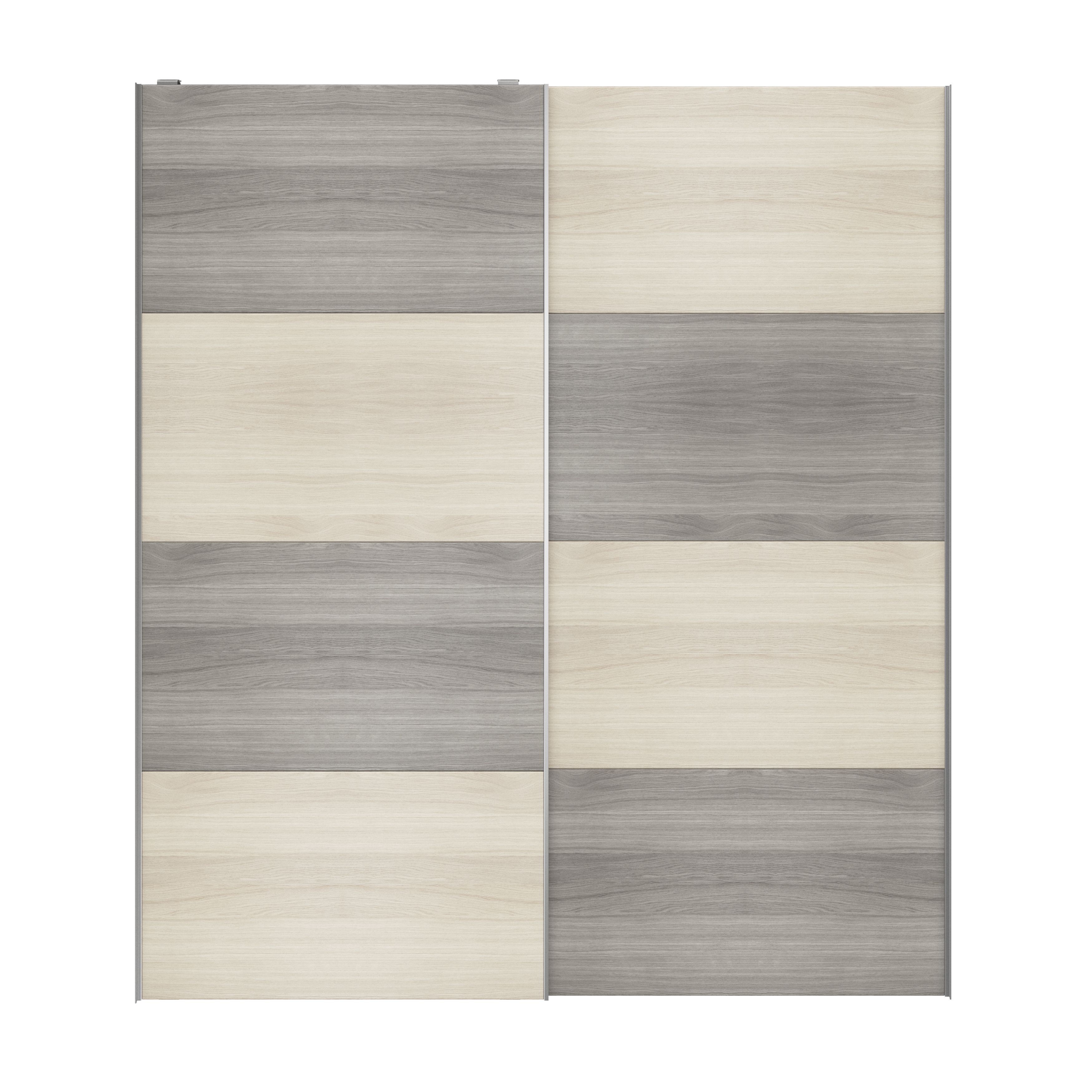 Atomia Panelled Grey & natural oak effect 2 door Sliding Wardrobe Door kit (H)2250mm (W)2000mm - 5