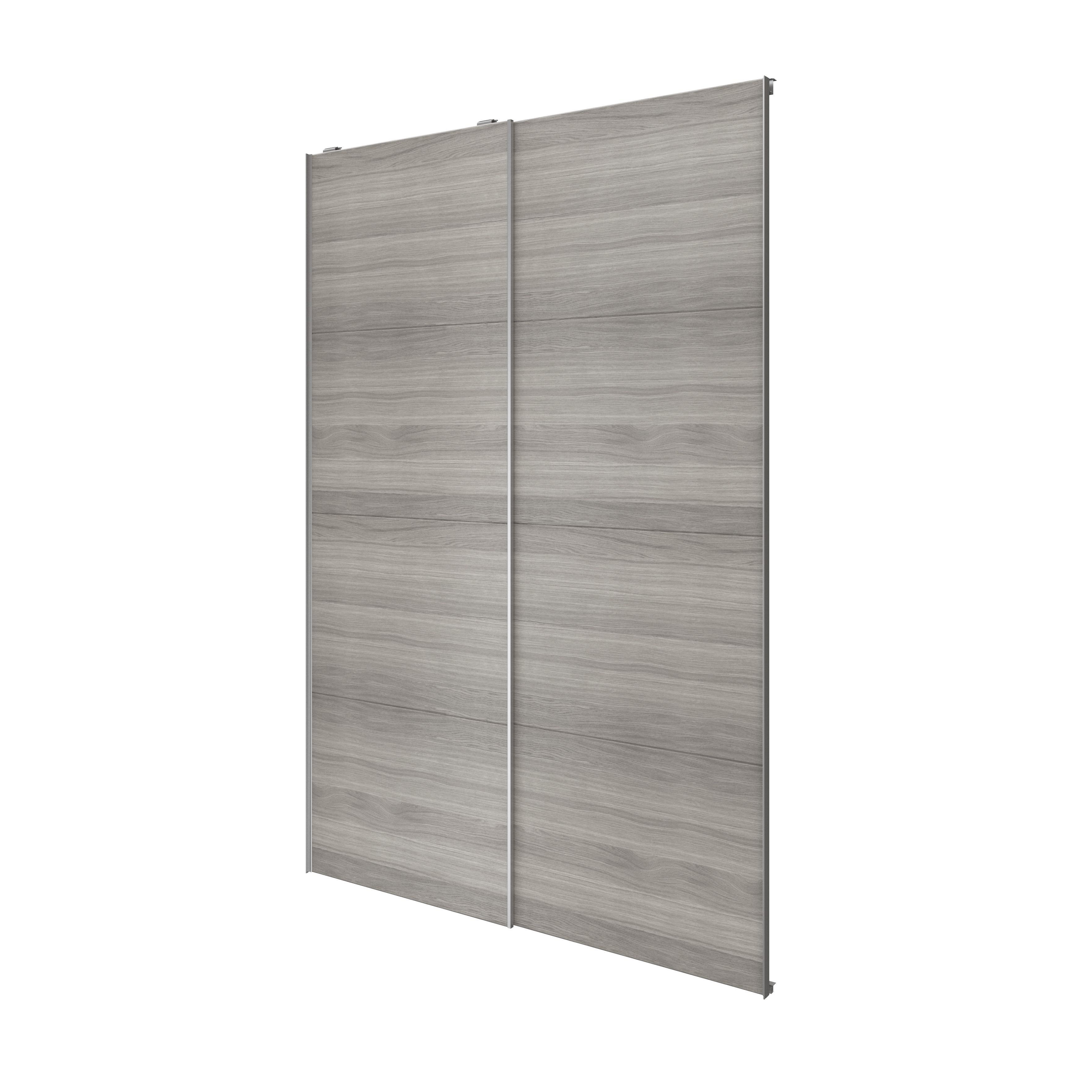 Atomia Panelled Grey oak effect 2 door Sliding Wardrobe Door kit (H)2250mm (W)1500mm
