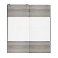 Atomia Panelled Grey & white oak effect 2 door Sliding Wardrobe Door kit (H)2250mm (W)2000mm