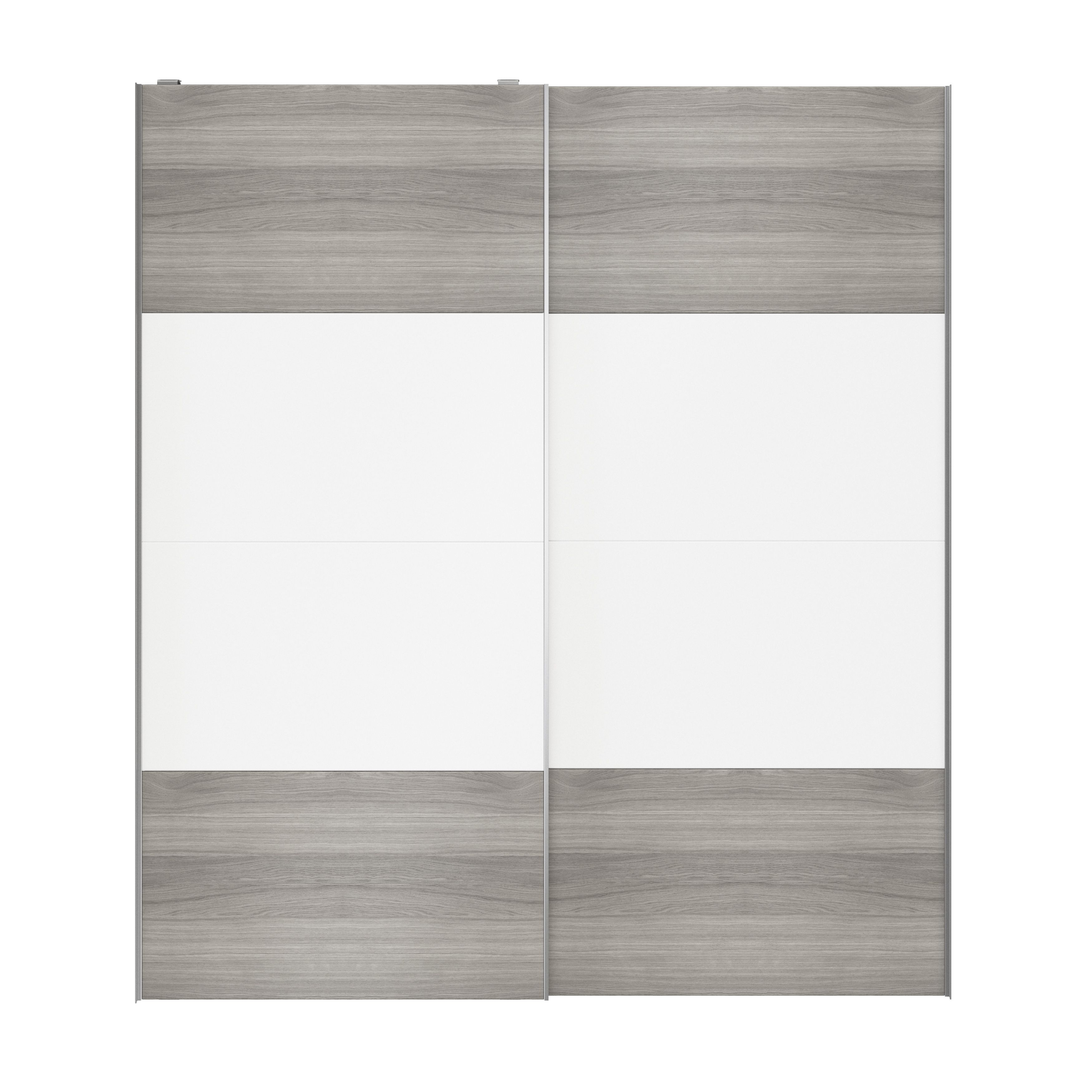 Atomia Panelled Grey & white oak effect 2 door Sliding Wardrobe Door kit (H)2250mm (W)2000mm