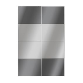 Atomia Panelled Mirrored Anthracite High gloss 2 door Sliding Wardrobe Door kit (H)2250mm (W)1500mm