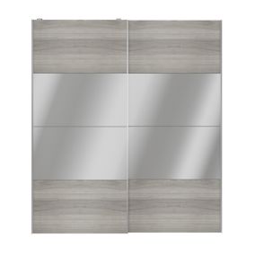 Atomia Panelled Mirrored Grey oak effect 2 door Sliding Wardrobe Door kit (H)2250mm (W)2000mm