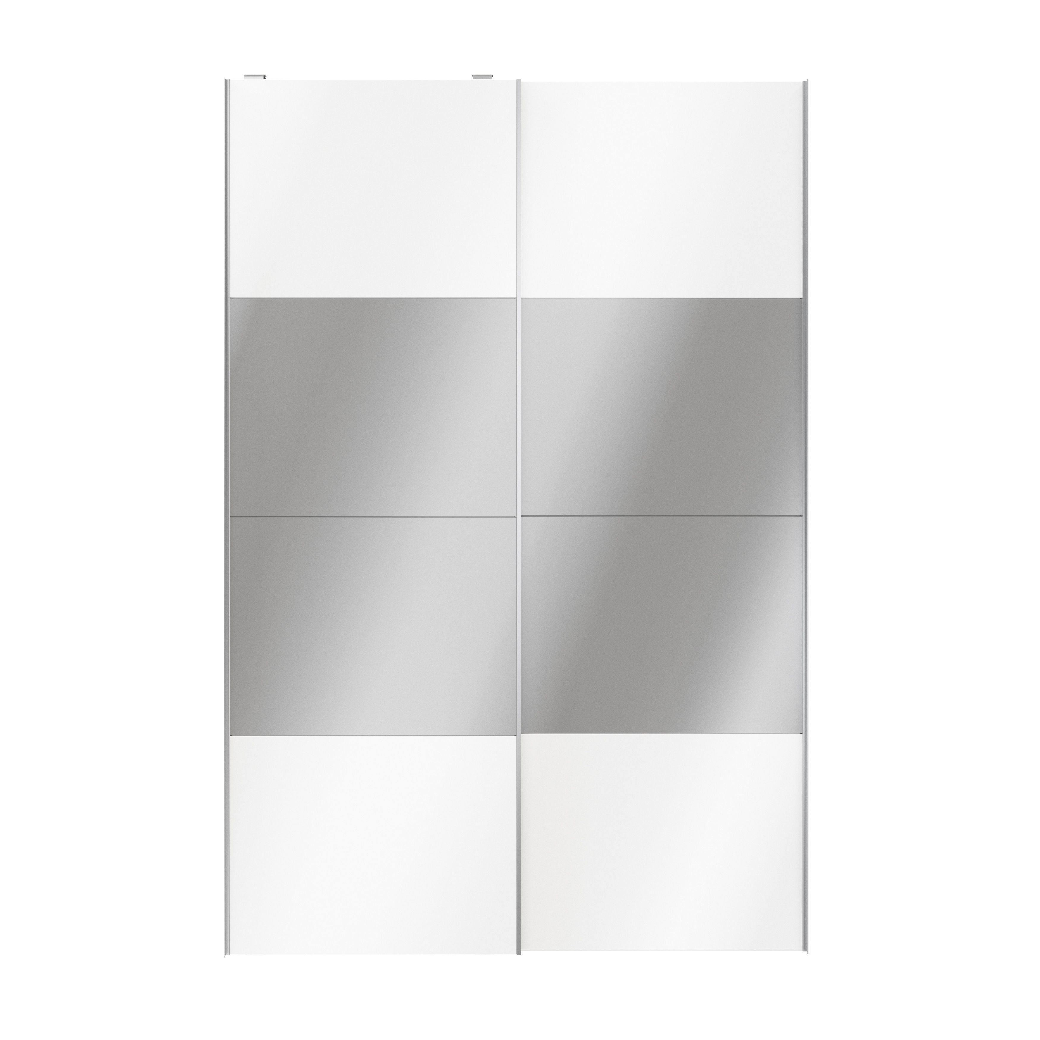 Atomia Panelled Mirrored White High gloss 2 door Sliding Wardrobe Door kit (H)2250mm (W)1500mm