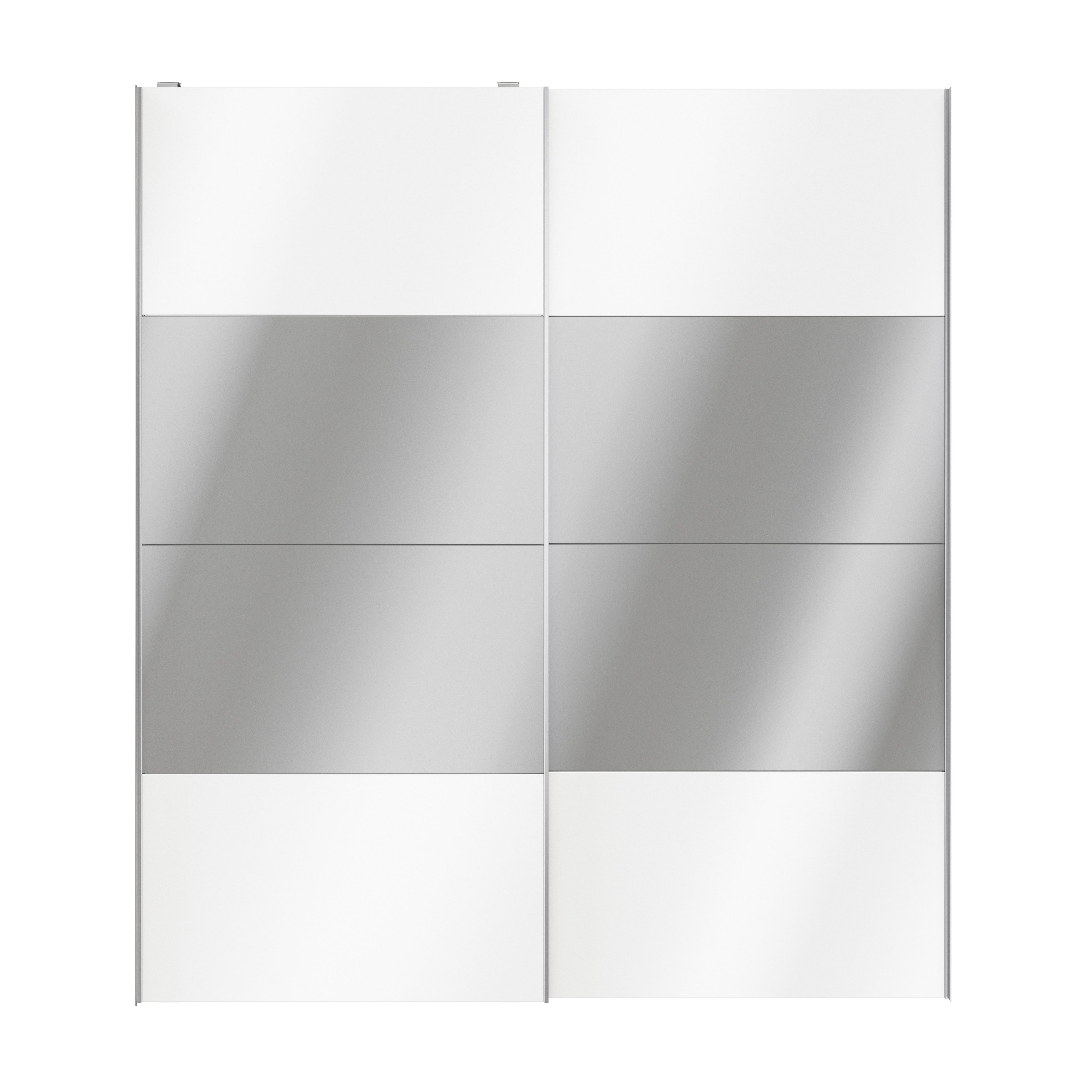 Atomia Panelled Mirrored White High gloss 2 door Sliding Wardrobe Door kit (H)2250mm (W)2000mm