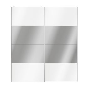 Atomia Panelled Mirrored White High gloss 2 door Sliding Wardrobe Door kit (H)2250mm (W)2000mm