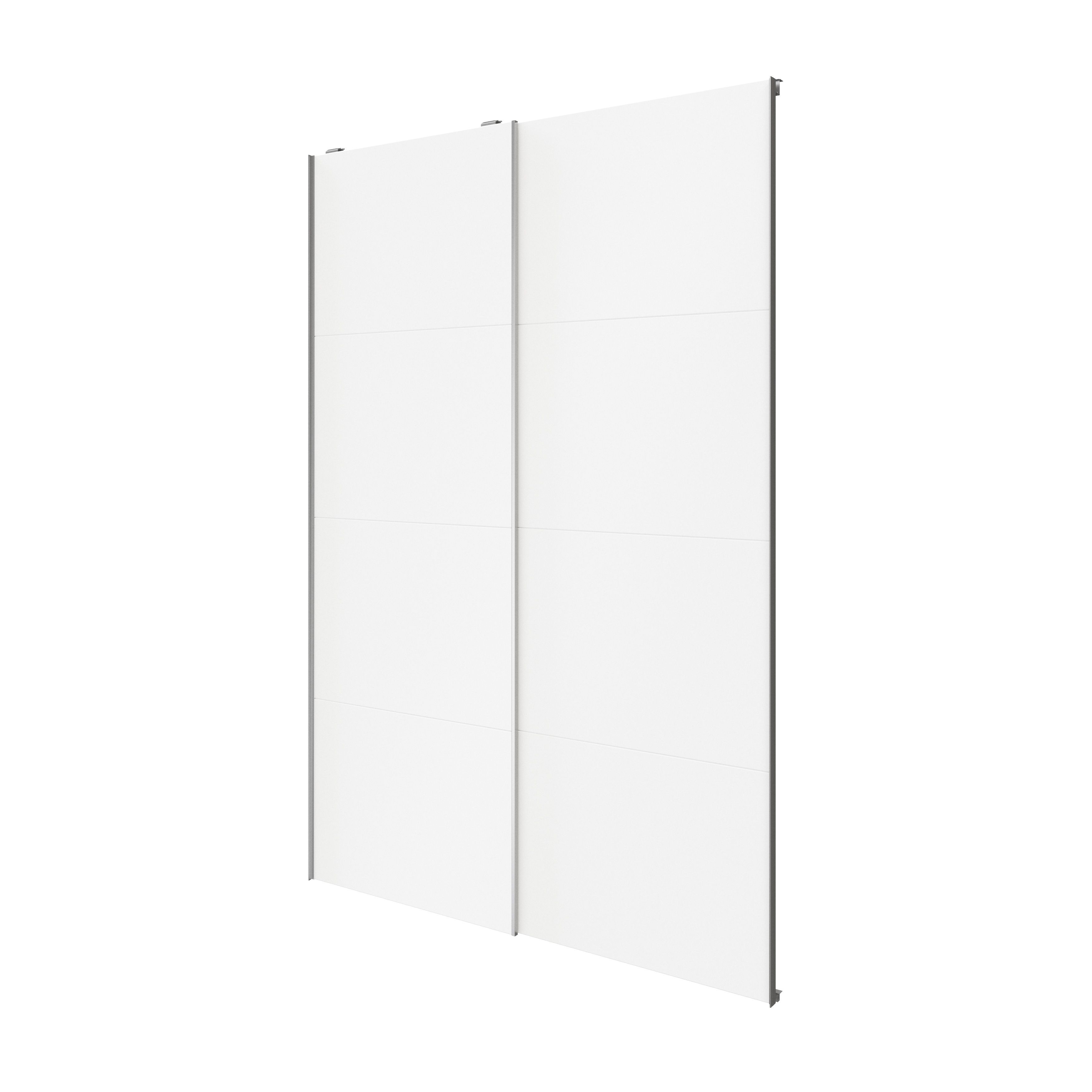 Atomia Panelled White 2 door Sliding Wardrobe Door kit (H)2250mm (W)1500mm