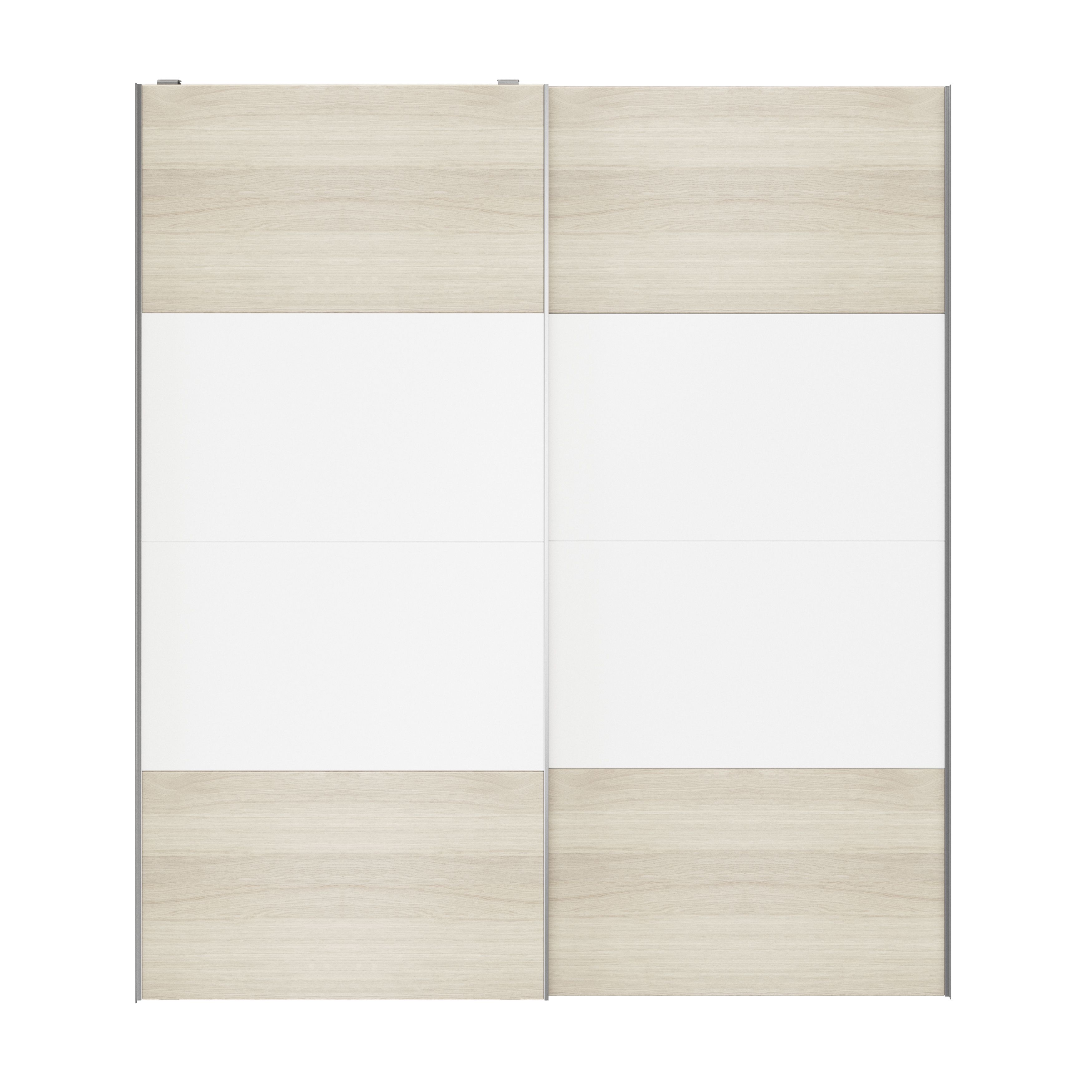 Atomia Panelled White oak effect 2 door Sliding Wardrobe Door kit (H)2250mm (W)2000mm