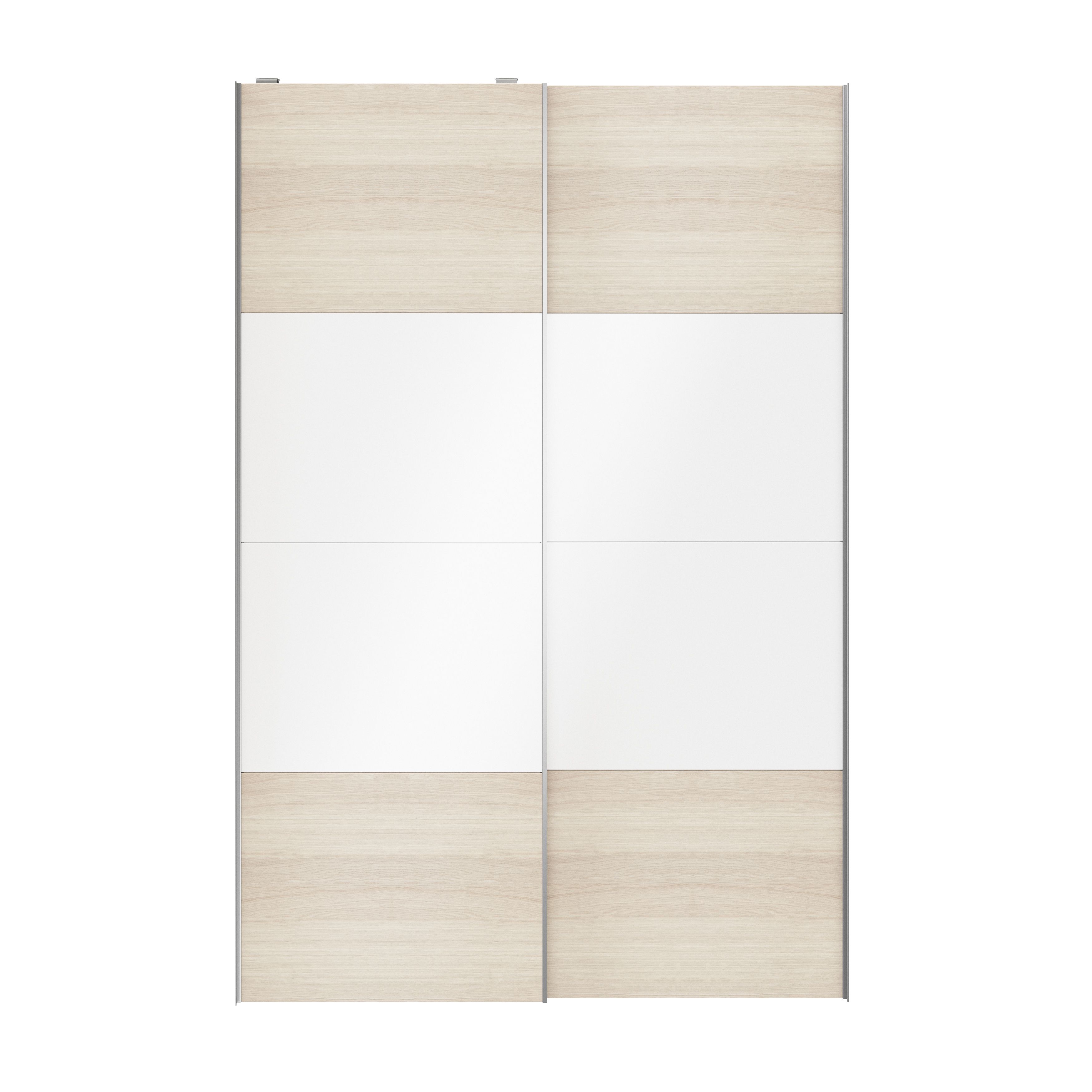 Atomia Panelled White oak effect High gloss 2 door Sliding Wardrobe Door kit (H)2250mm (W)1500mm - 4