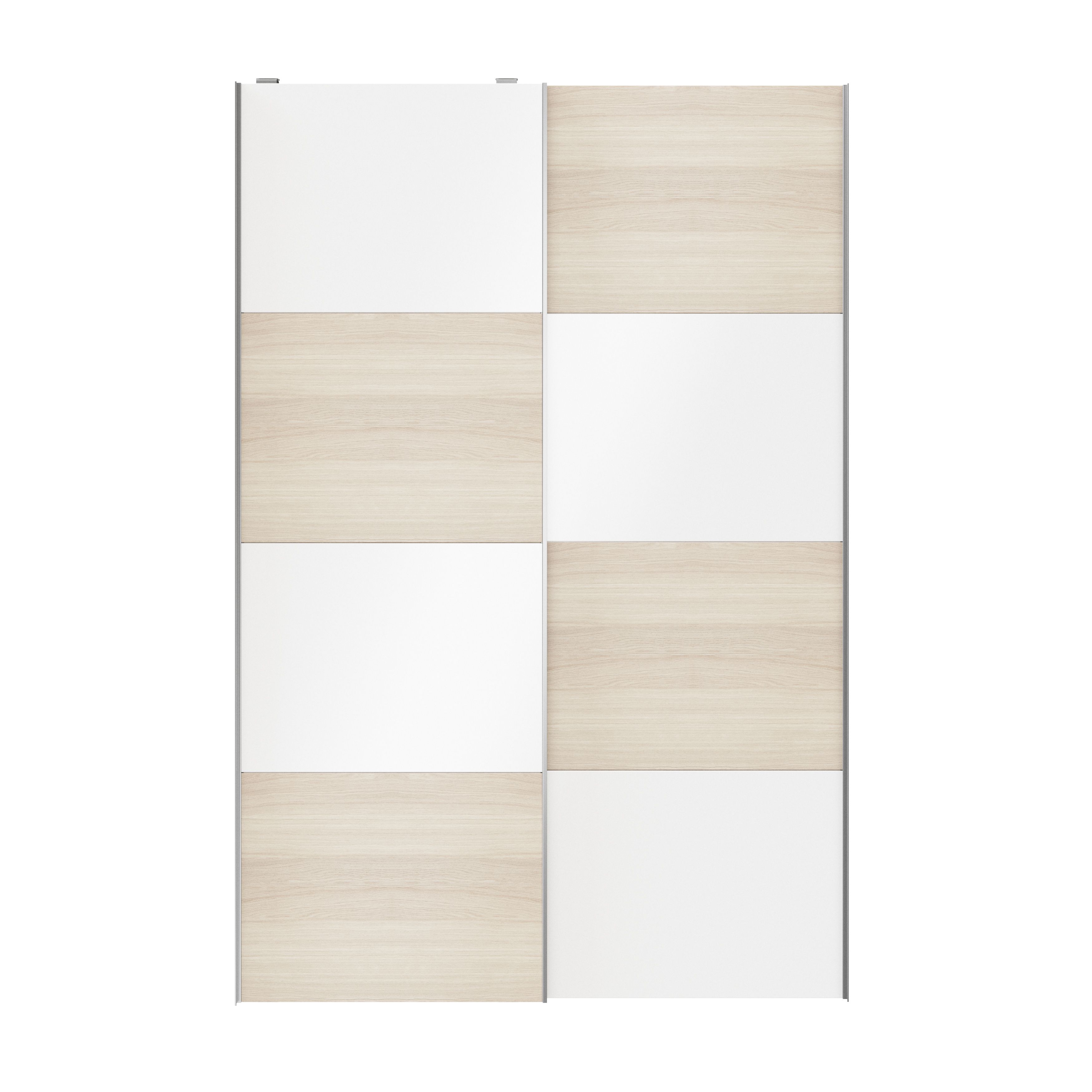 Atomia Panelled White oak effect High gloss 2 door Sliding Wardrobe Door kit (H)2250mm (W)1500mm - 5