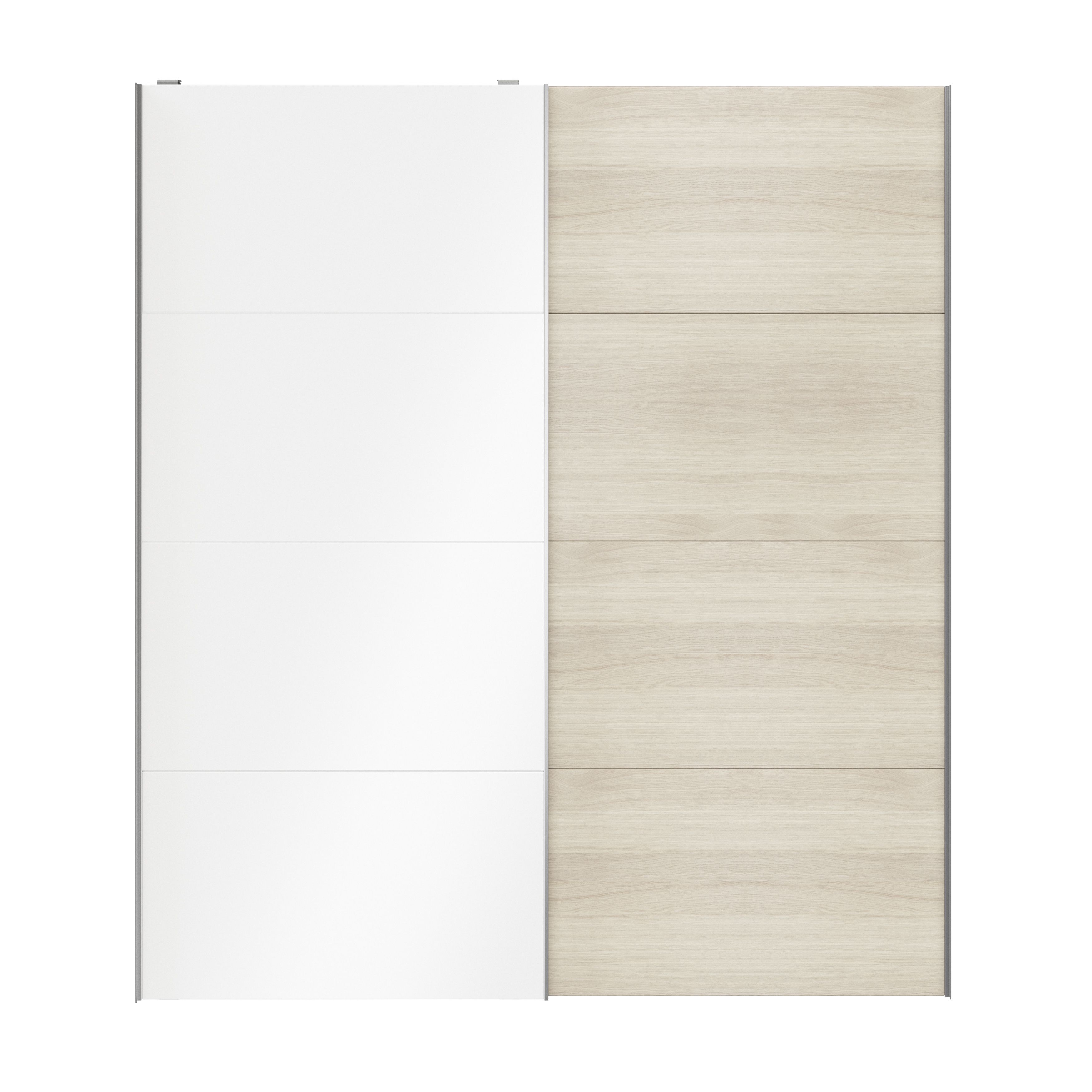 Atomia Panelled White oak effect High gloss 2 door Sliding Wardrobe Door kit (H)2250mm (W)2000mm - 3