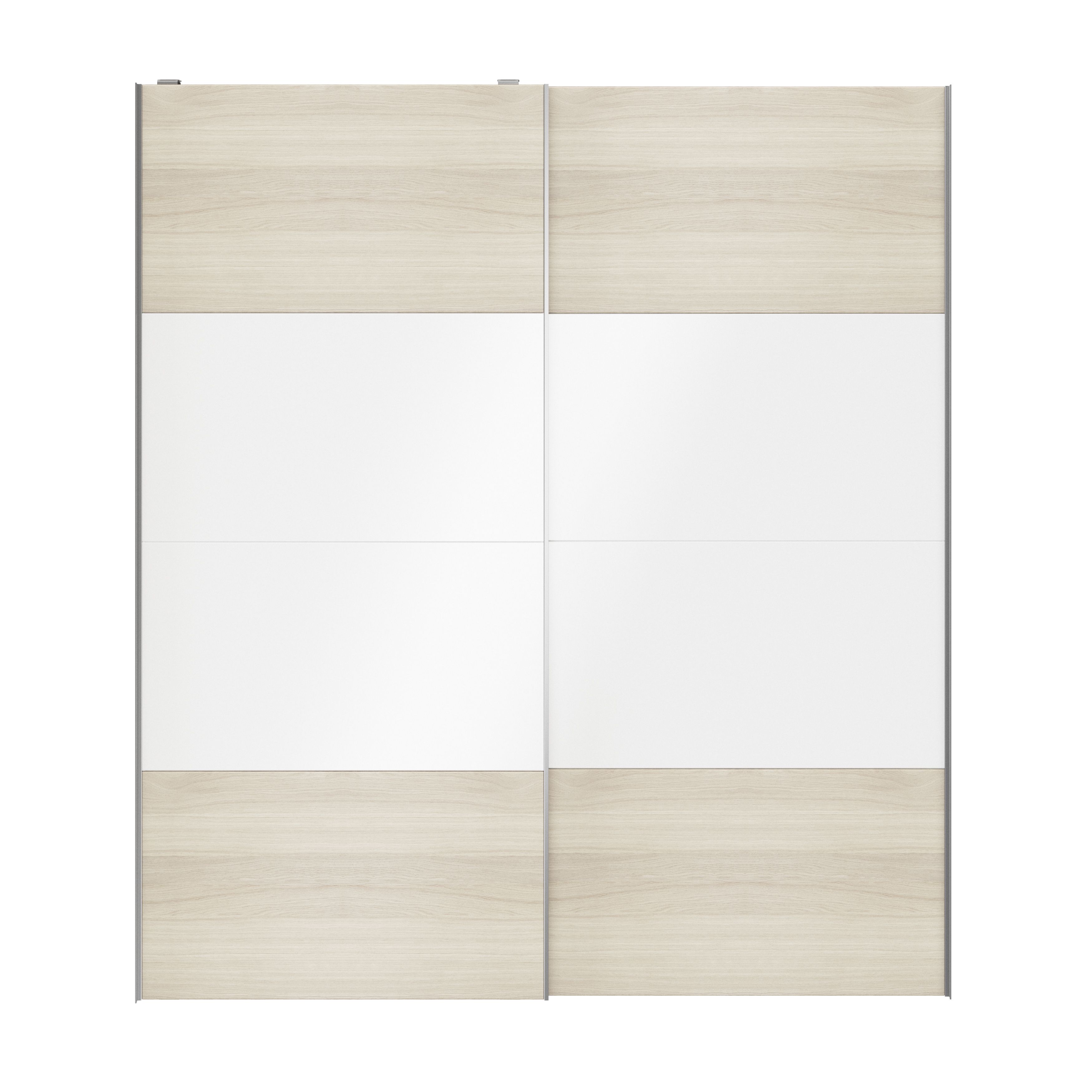 Atomia Panelled White oak effect High gloss 2 door Sliding Wardrobe Door kit (H)2250mm (W)2000mm - 4