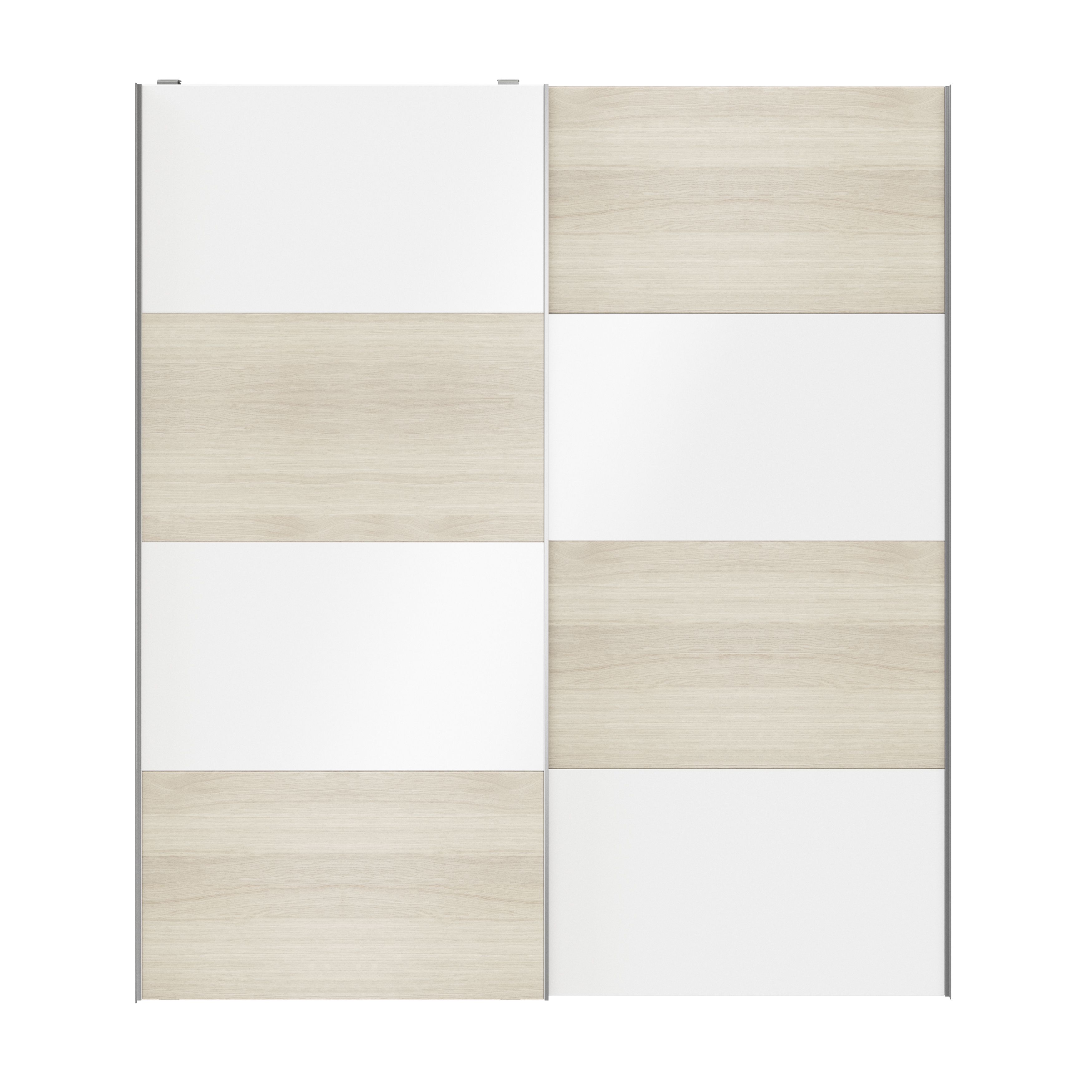 Atomia Panelled White oak effect High gloss 2 door Sliding Wardrobe Door kit (H)2250mm (W)2000mm - 5