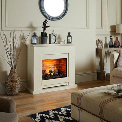 Aurora Elsdon Roman stone Electric Fire suite