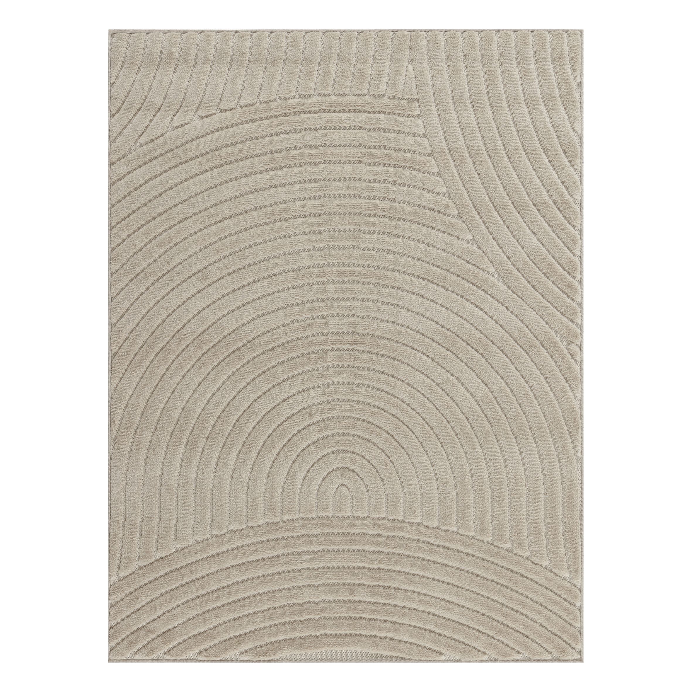 Aurora Sand Curve 3D effect Medium Rug, (L)160cm x (W)120cm