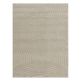 Aurora Sand Curve 3D effect Medium Rug, (L)160cm x (W)120cm