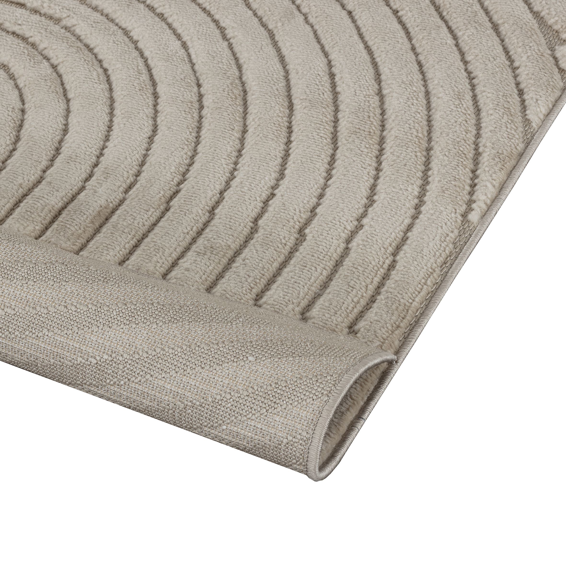 Aurora Sand Curve 3D effect Medium Rug, (L)160cm x (W)120cm